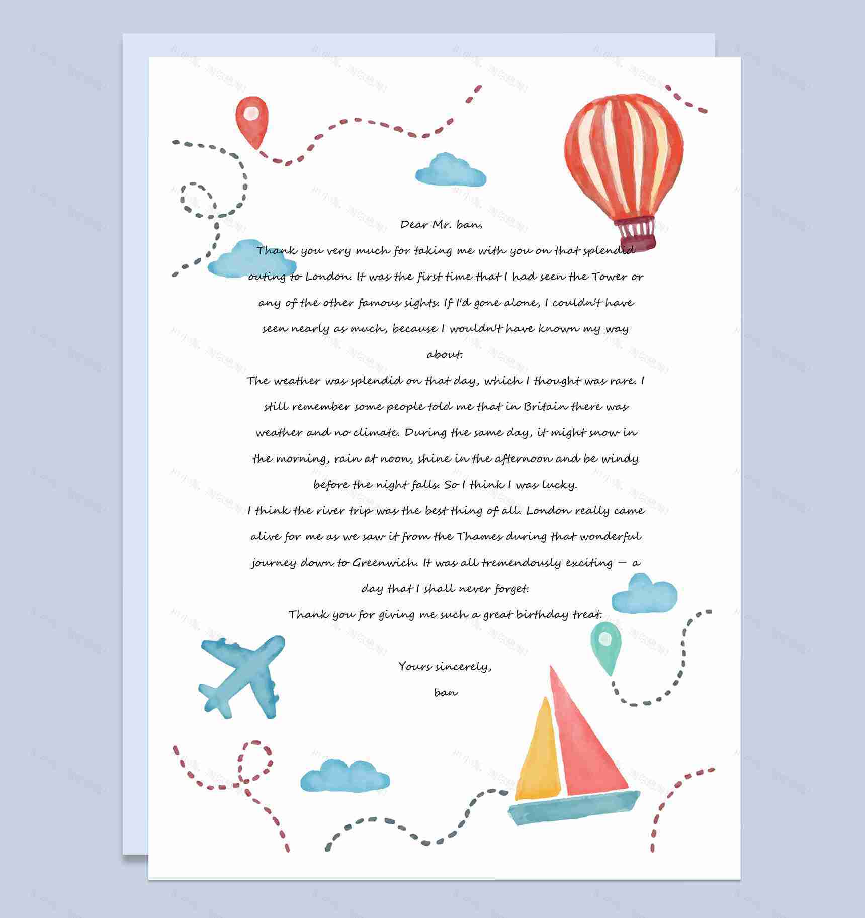 儿童手绘卡通word信纸贺卡背景模板-1