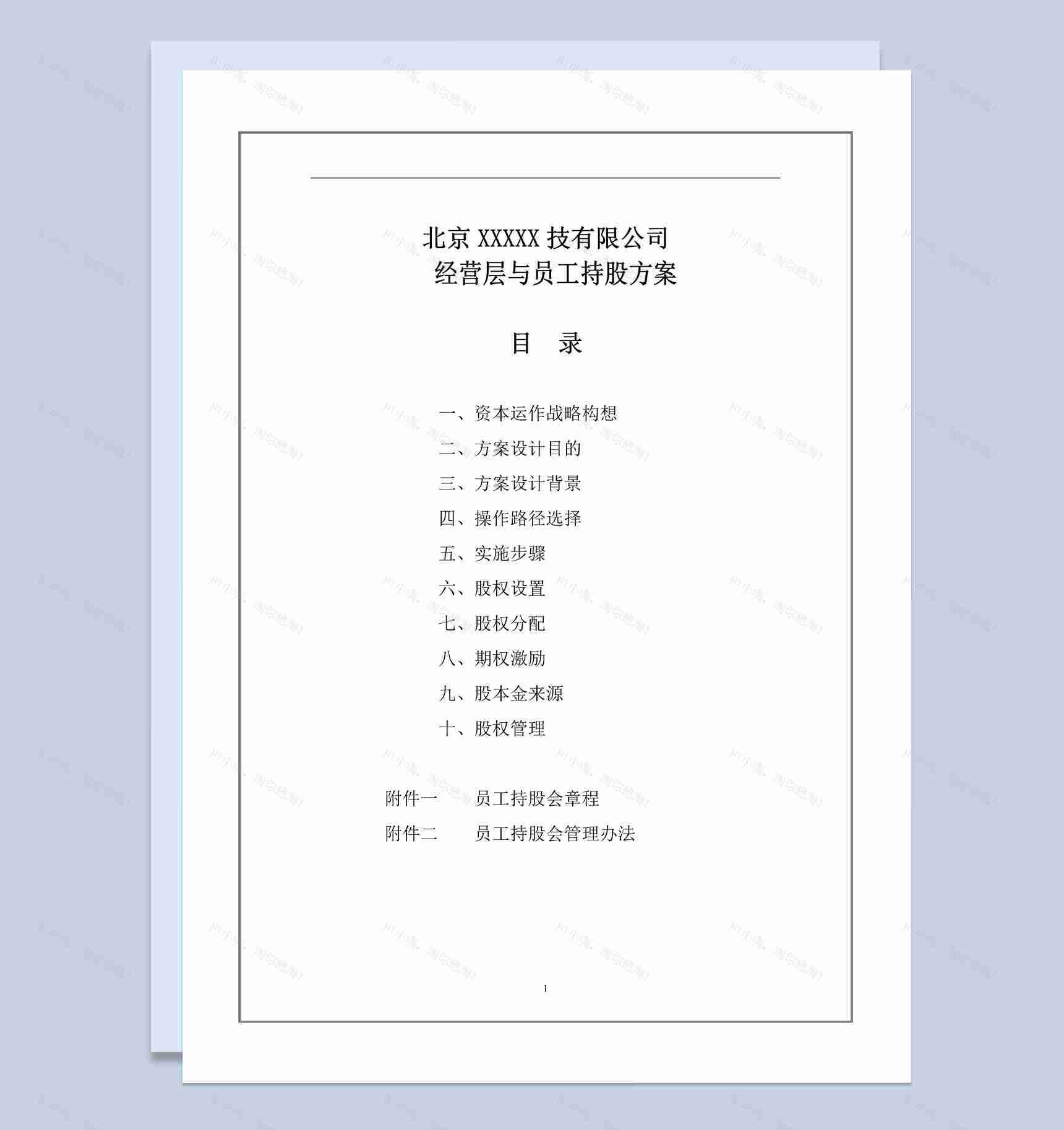 科技公司经营层与员工持股方案范本Word模板-1