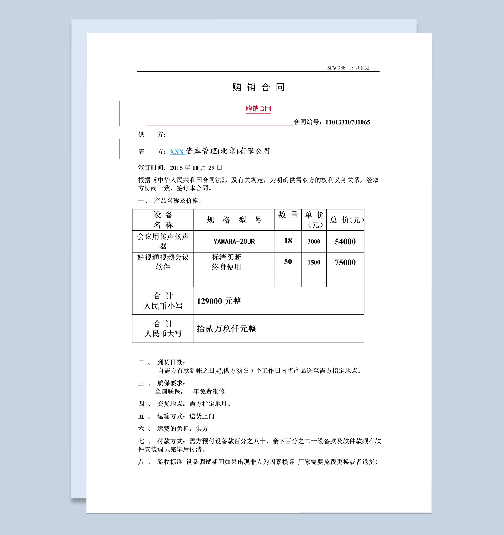 有限责任公司货发票销合同书范本Word模板
