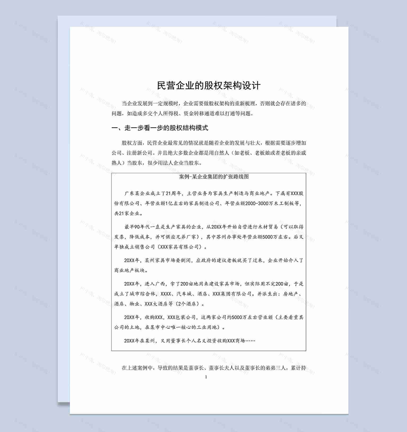 合伙人股权设计方案股权架构设计案例Word模板-1