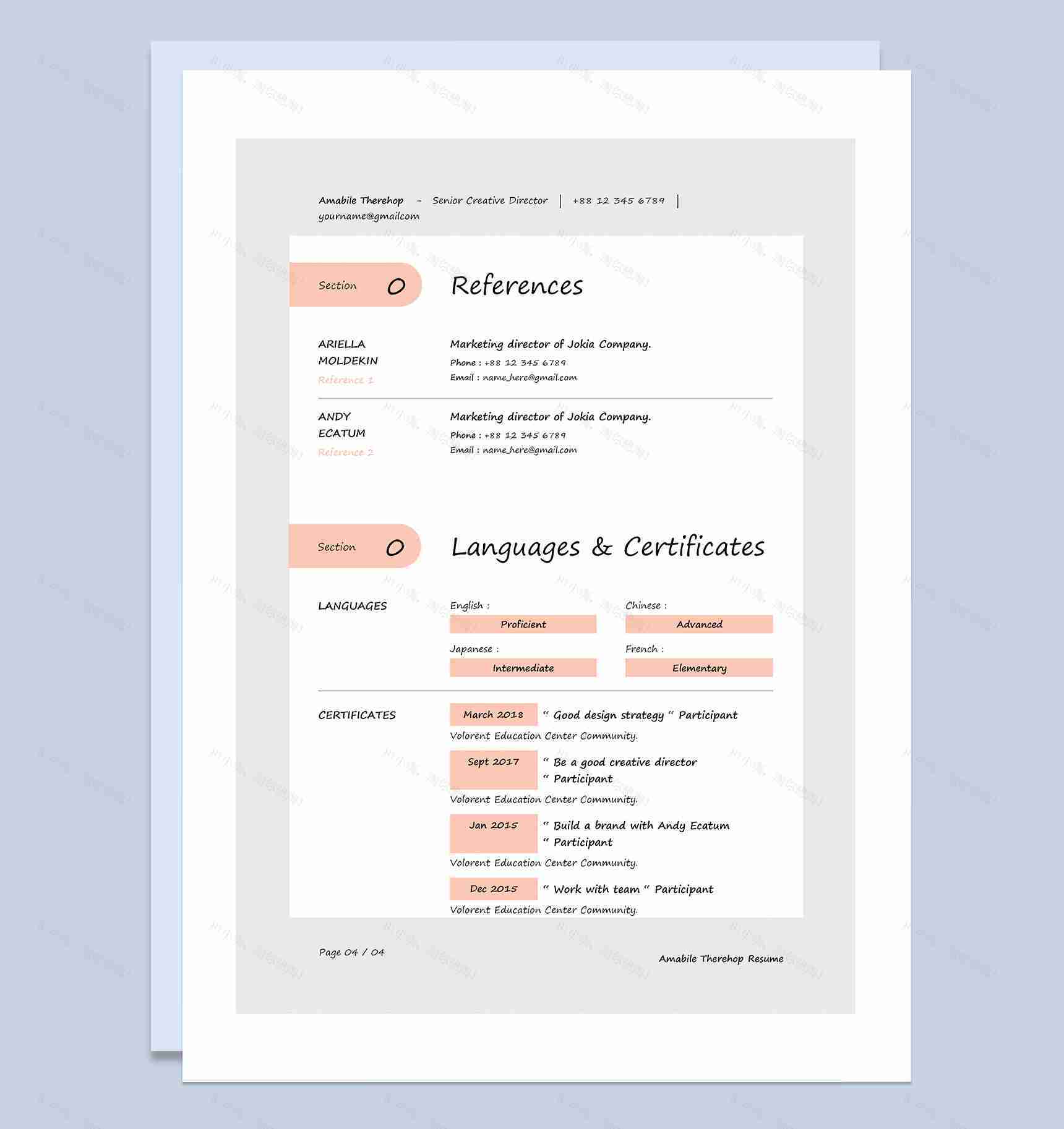 外企高级创意总监求职通用个人简历Word模板-4