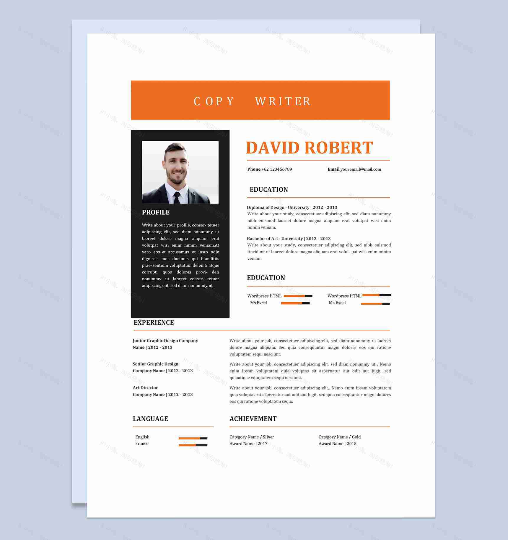 艺术设计总监平面设计师通用个人简历求职简历Word模板-1