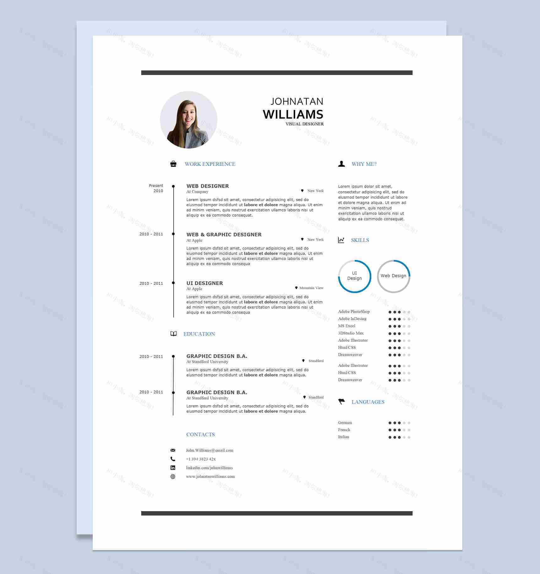 视觉设计师网页设计师通用的求职简历个人简历Word模板-1