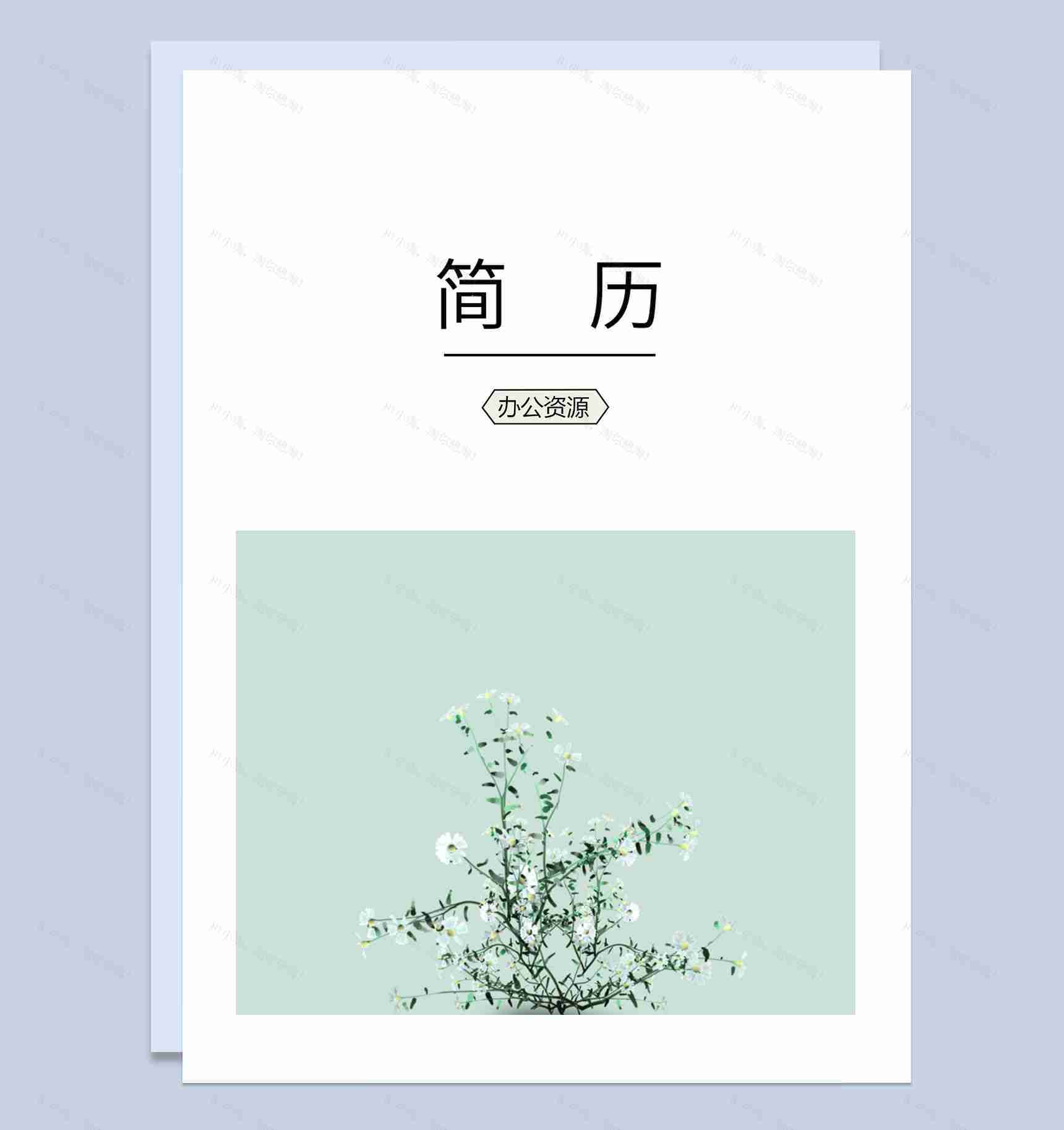 清新风简历封面设计师个人简历自荐信Word模板-1