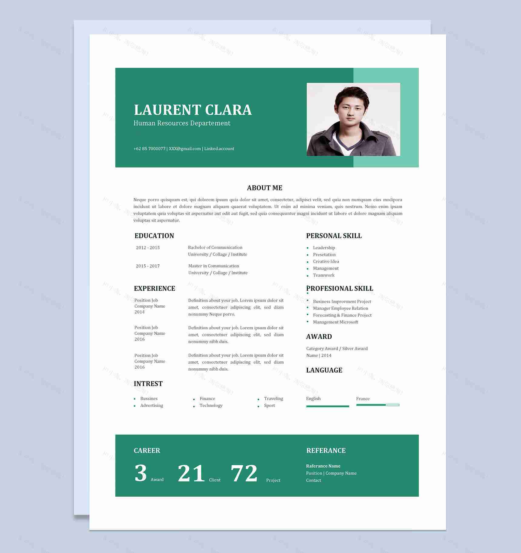 简约风人力资源岗位求职通用个人简历Word模板-1