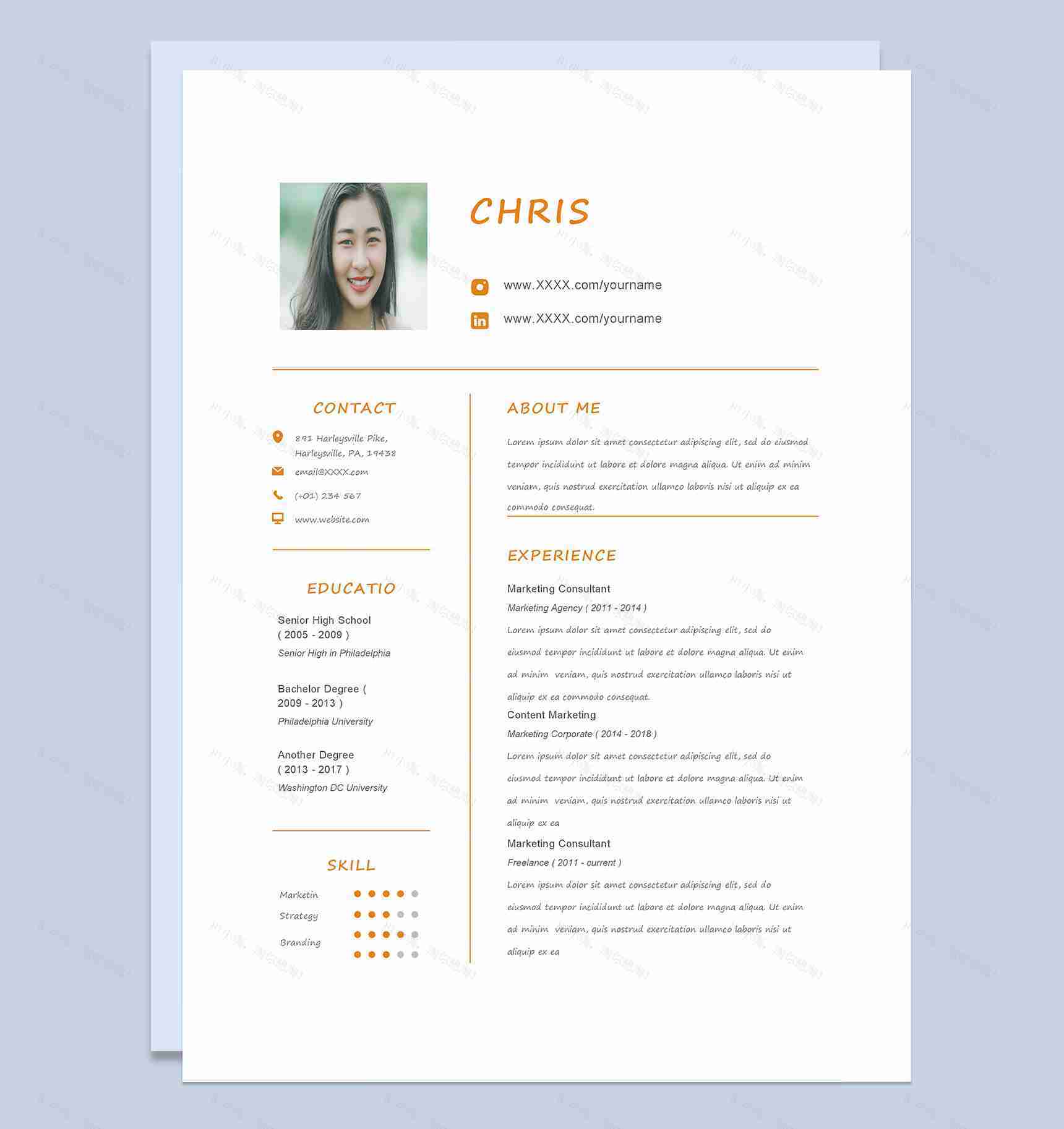 外企营销顾问岗位通用求职简历Word模板-1