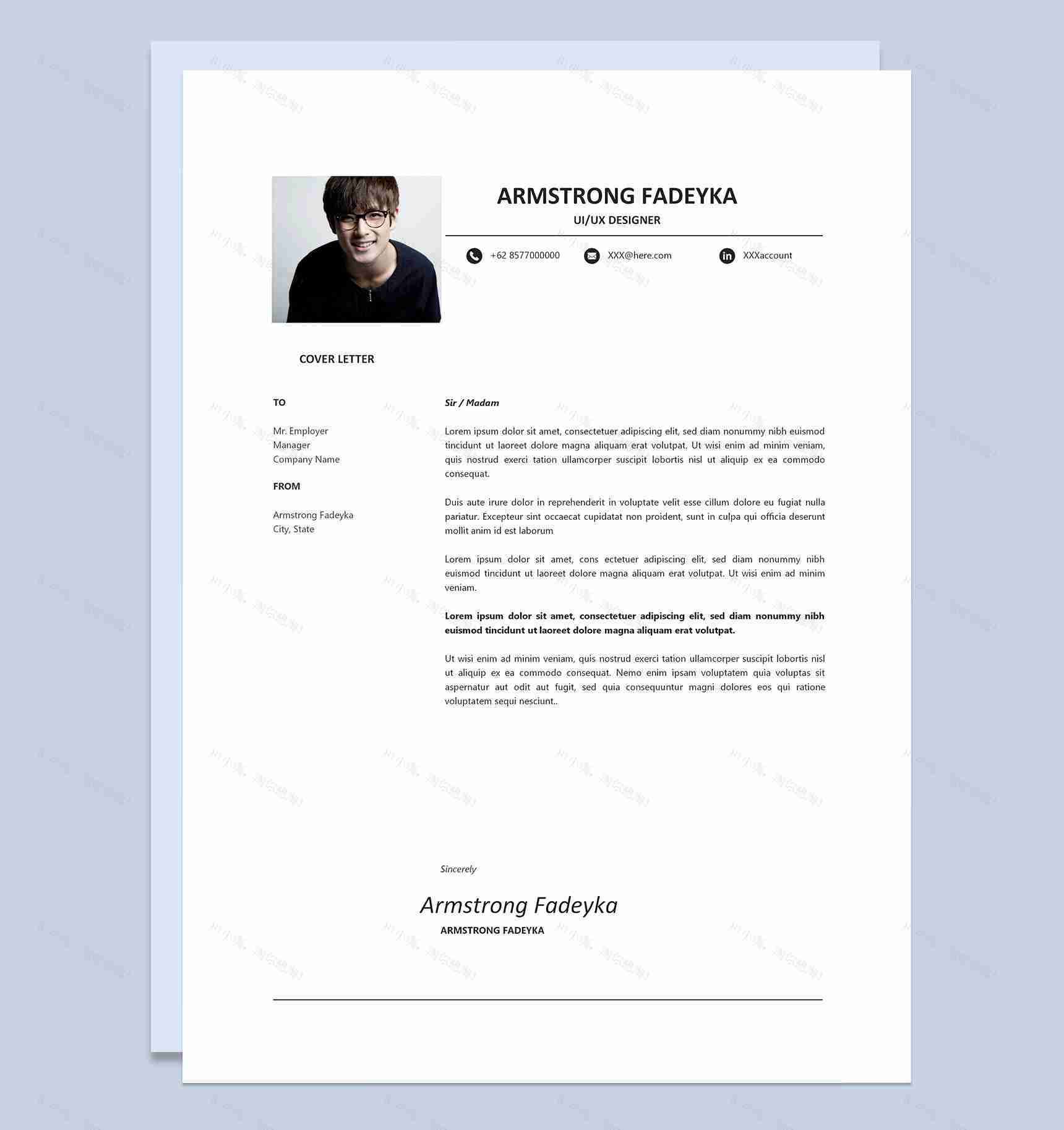 白色简约风UI设计师求职通用简历Word模板-1