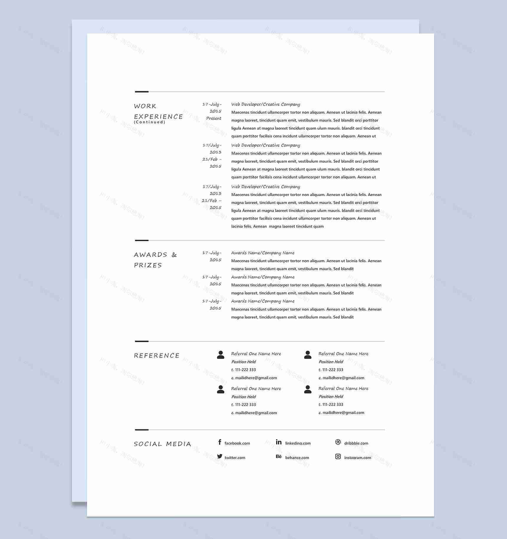 平面设计师网页设计师通用求职简历Word模板-2