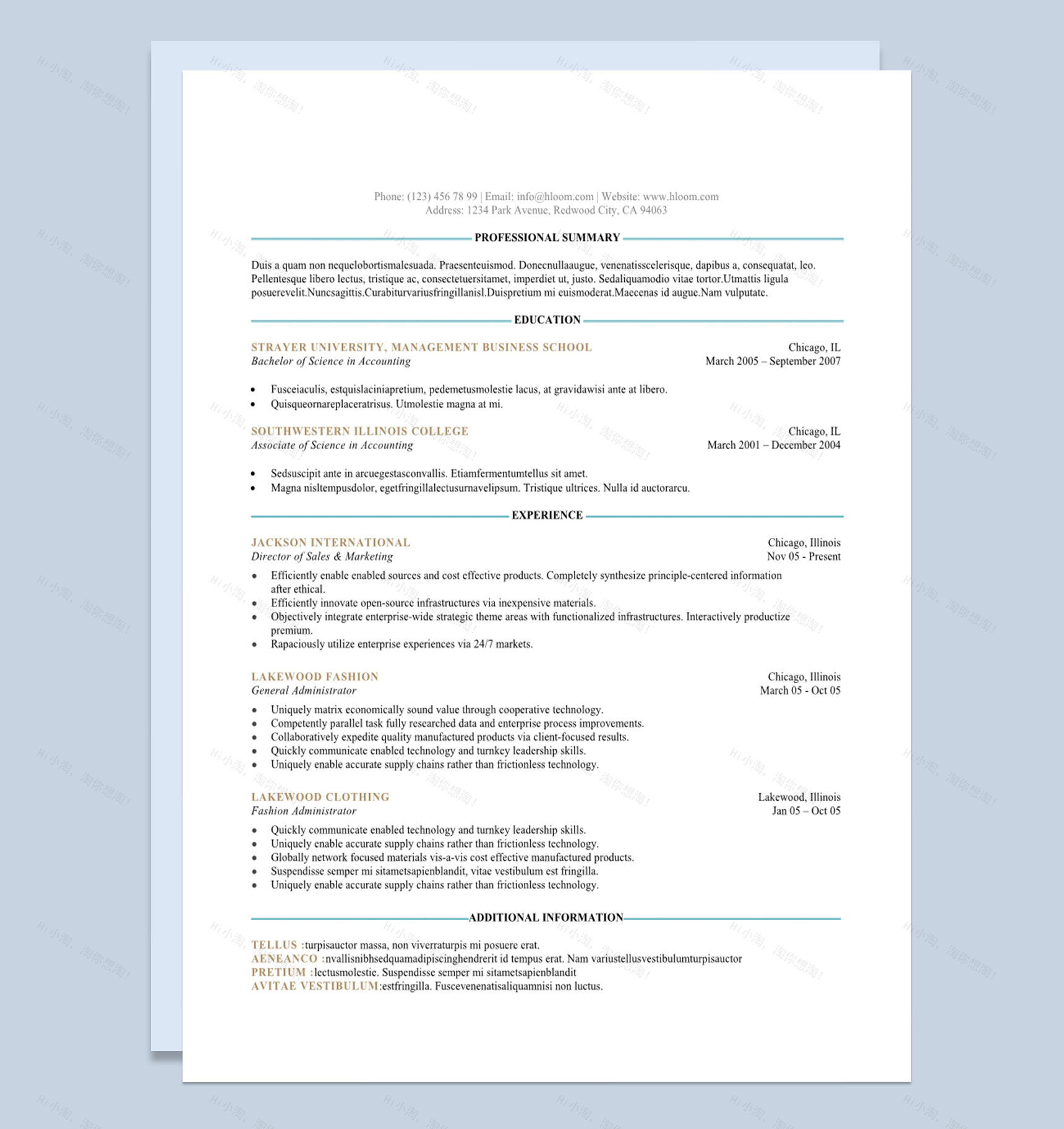 简洁大气商务风格外企求职应聘简历Word模板-1