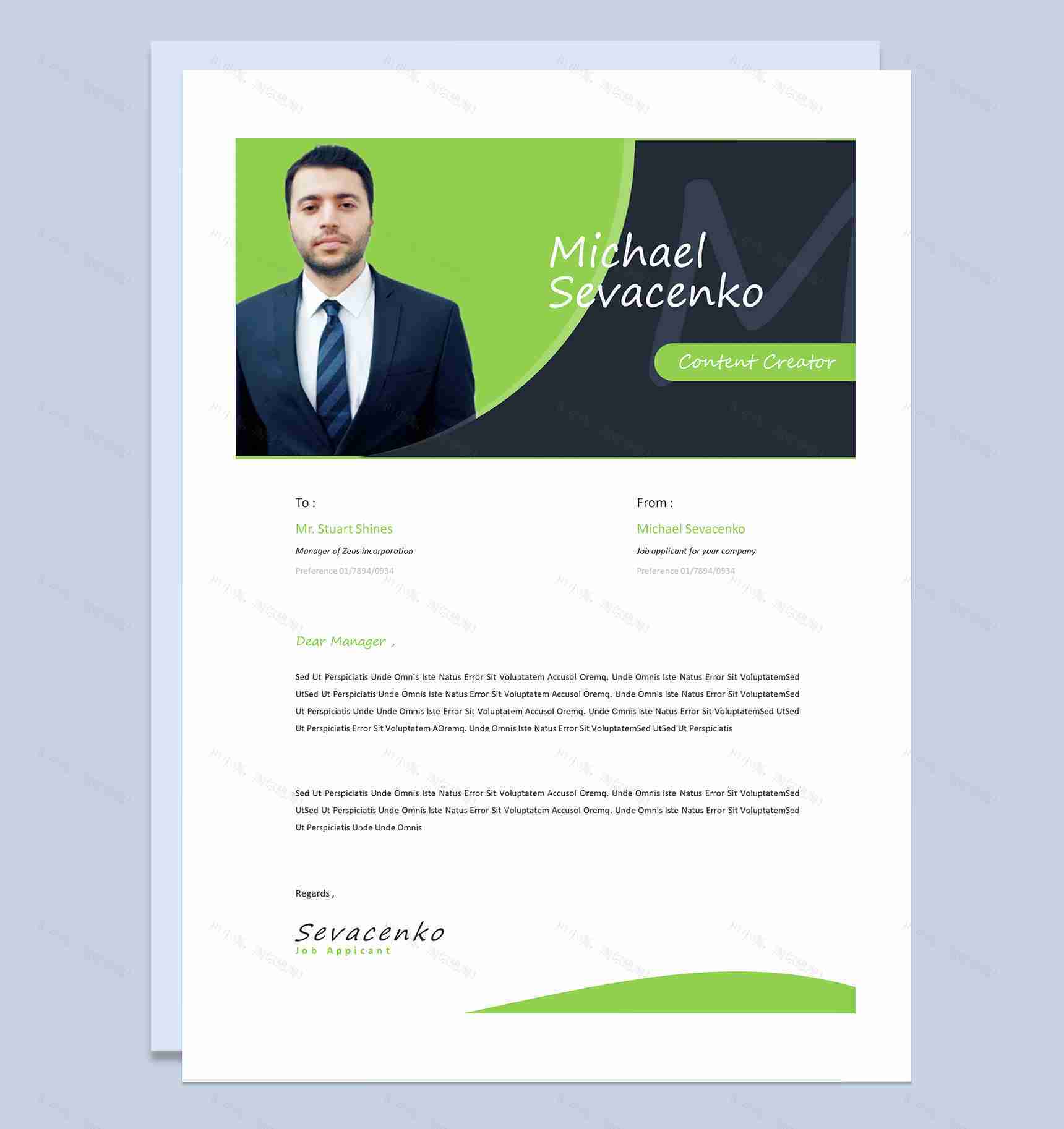 媒体编辑新闻编辑通用个人简历求职信自荐信Word模板-1