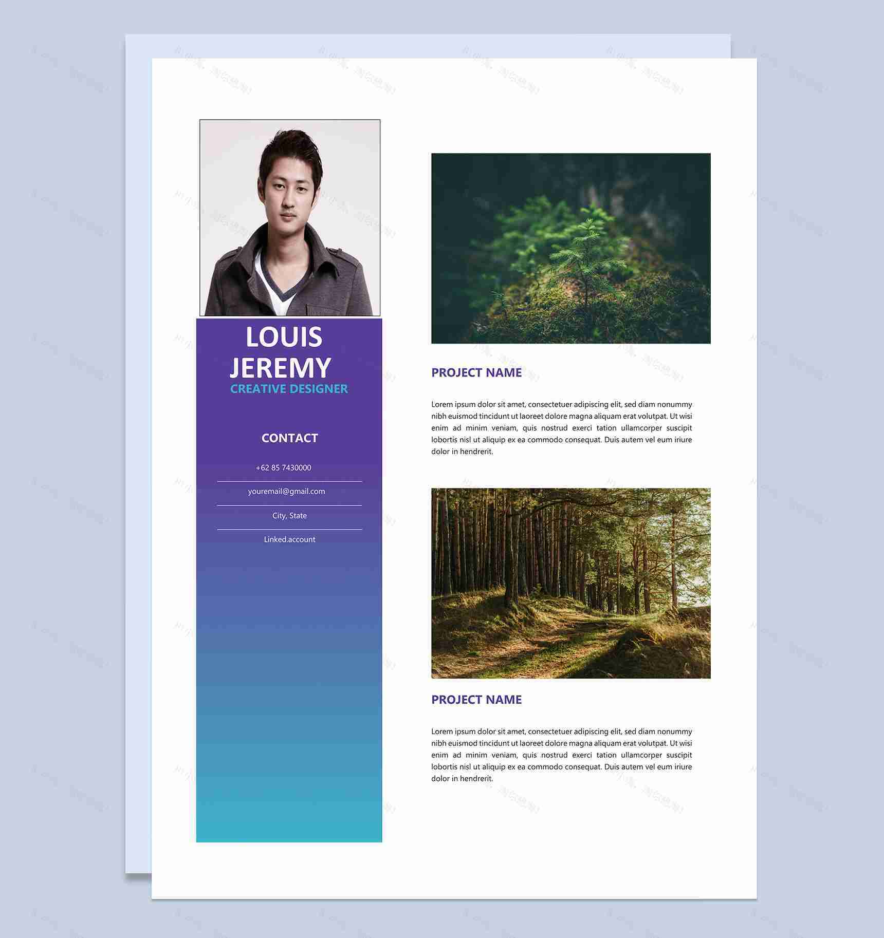 欧美风创意设计师求职通用简历Word模板-1