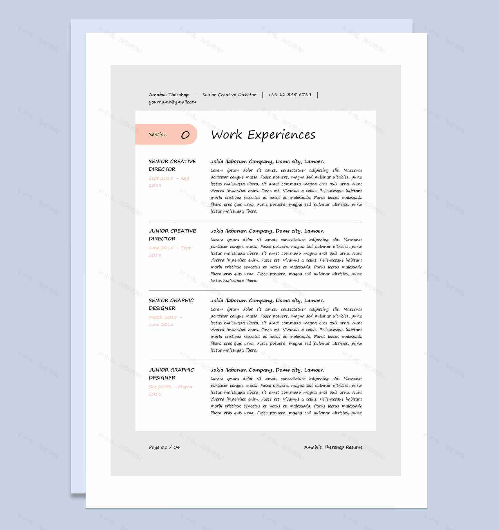 外企高级创意总监求职通用个人简历Word模板-3