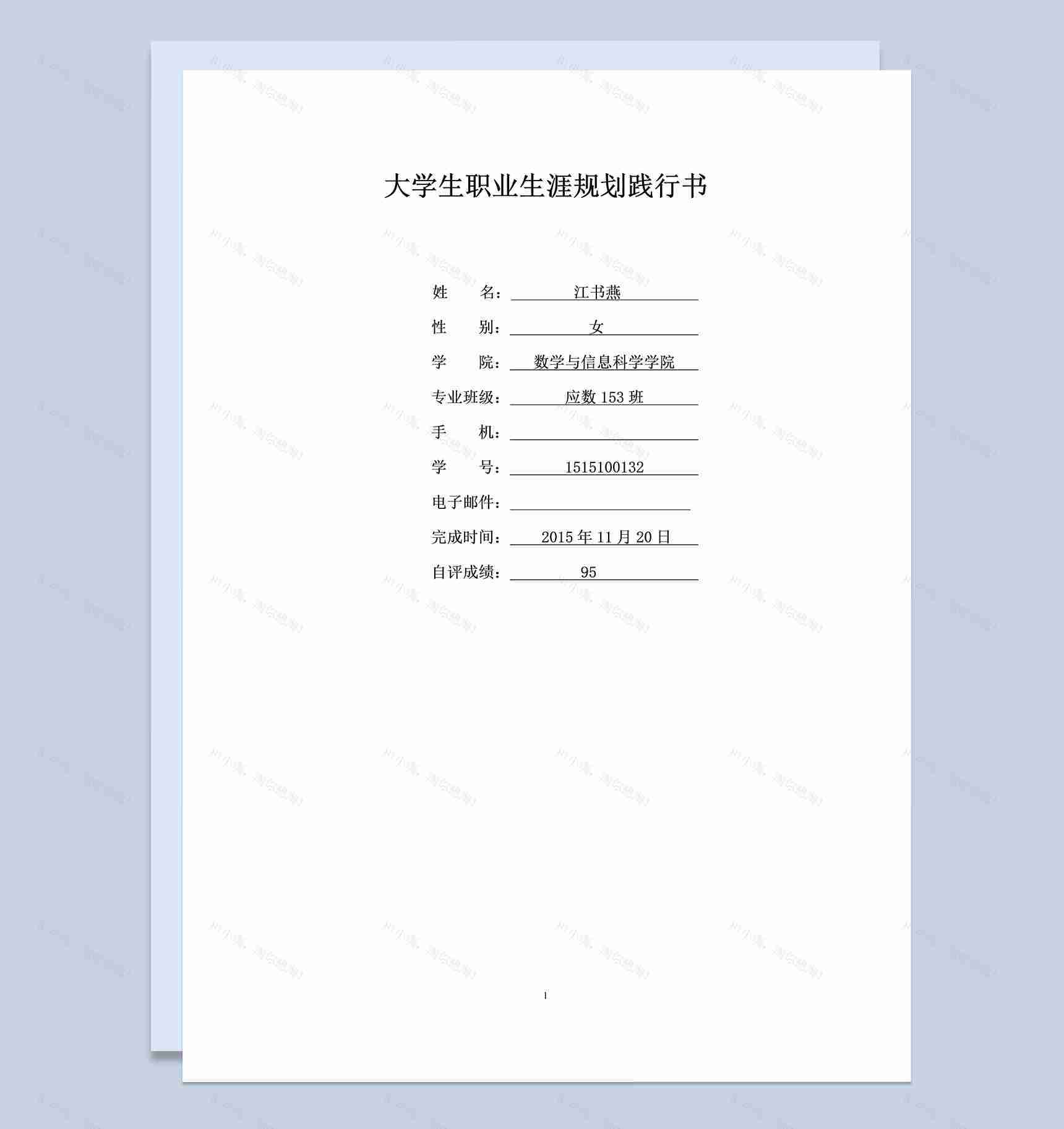 应用数学专业大学生职业生涯规划书Word模板-1