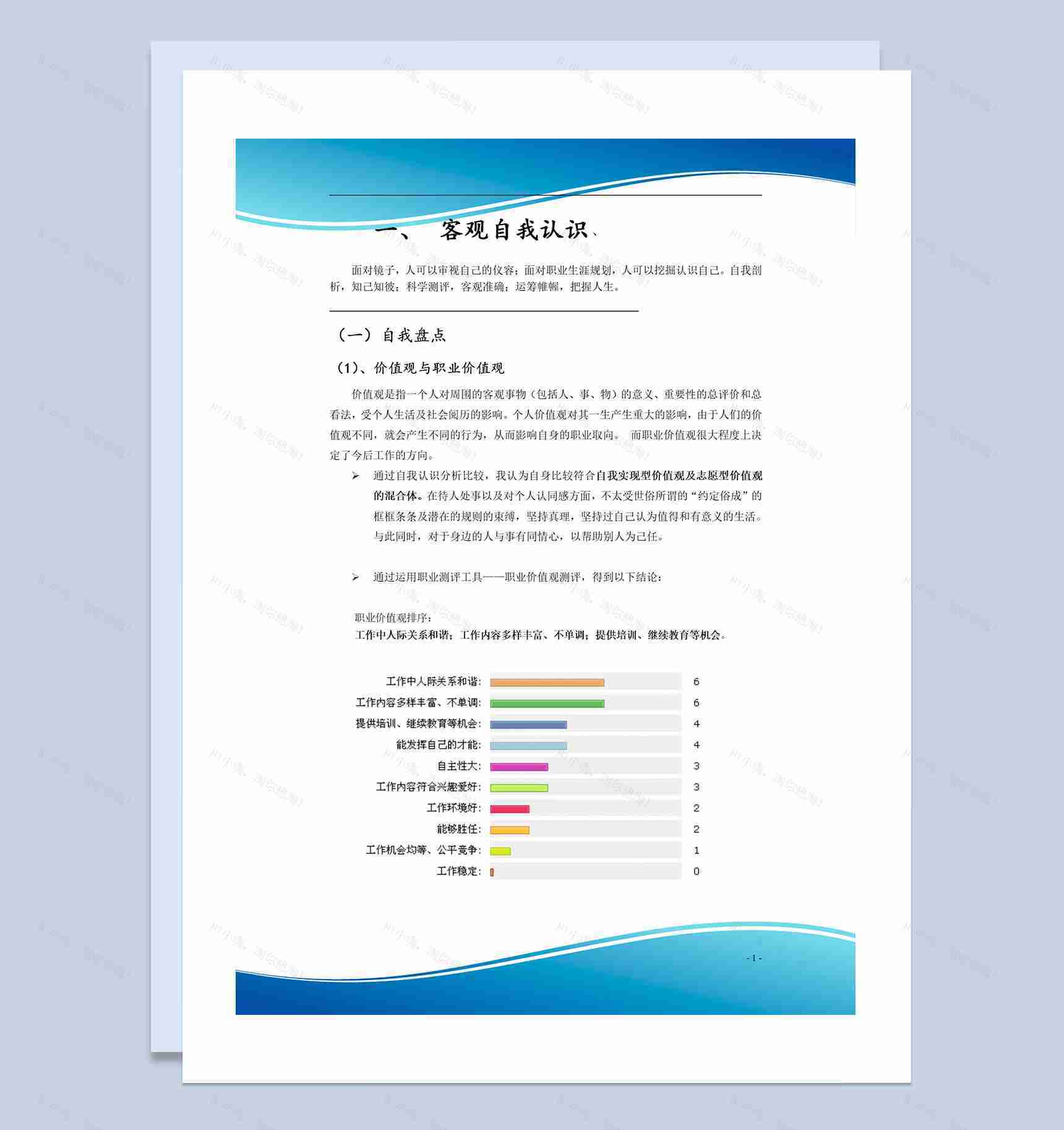 企业培训师职业生涯规划书大学生职业生涯规划书Word模板-1