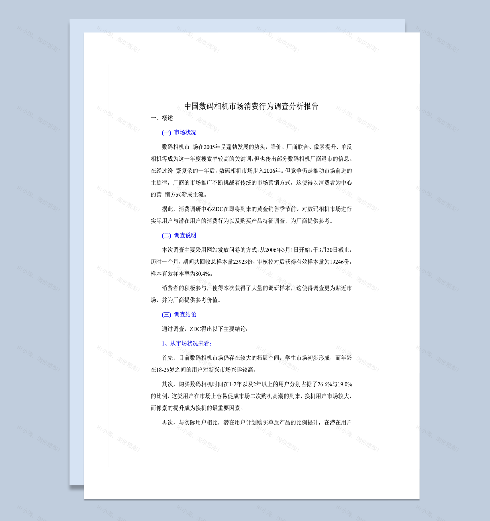 中国数码相机市场消费行为调查分析报告word模板-1