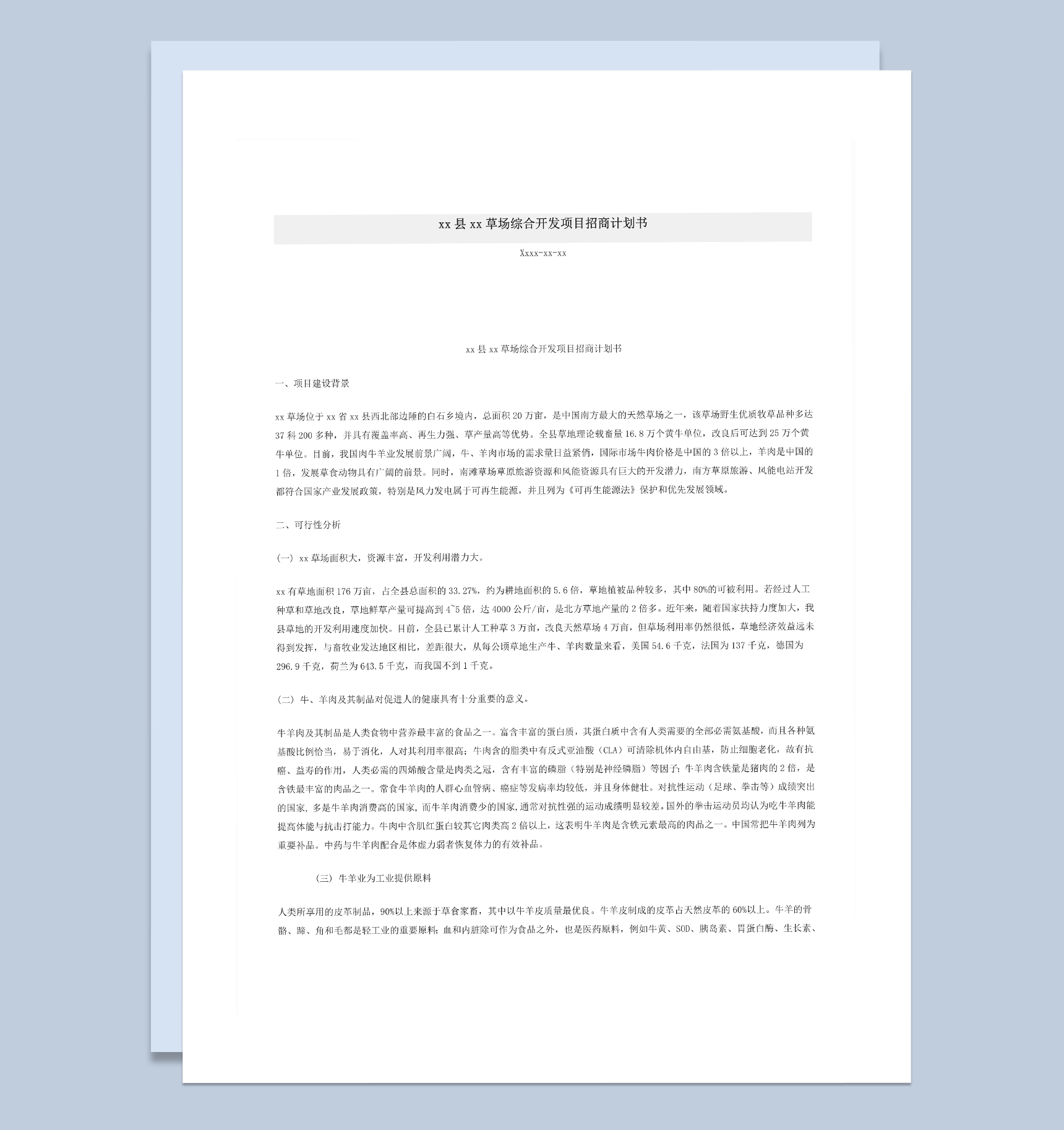 综合开发项目招商计划书word模板