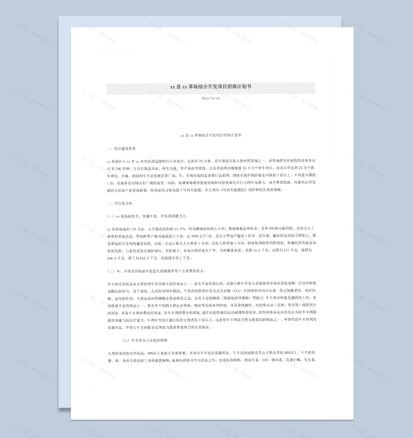 综合开发项目招商计划书word模板-1