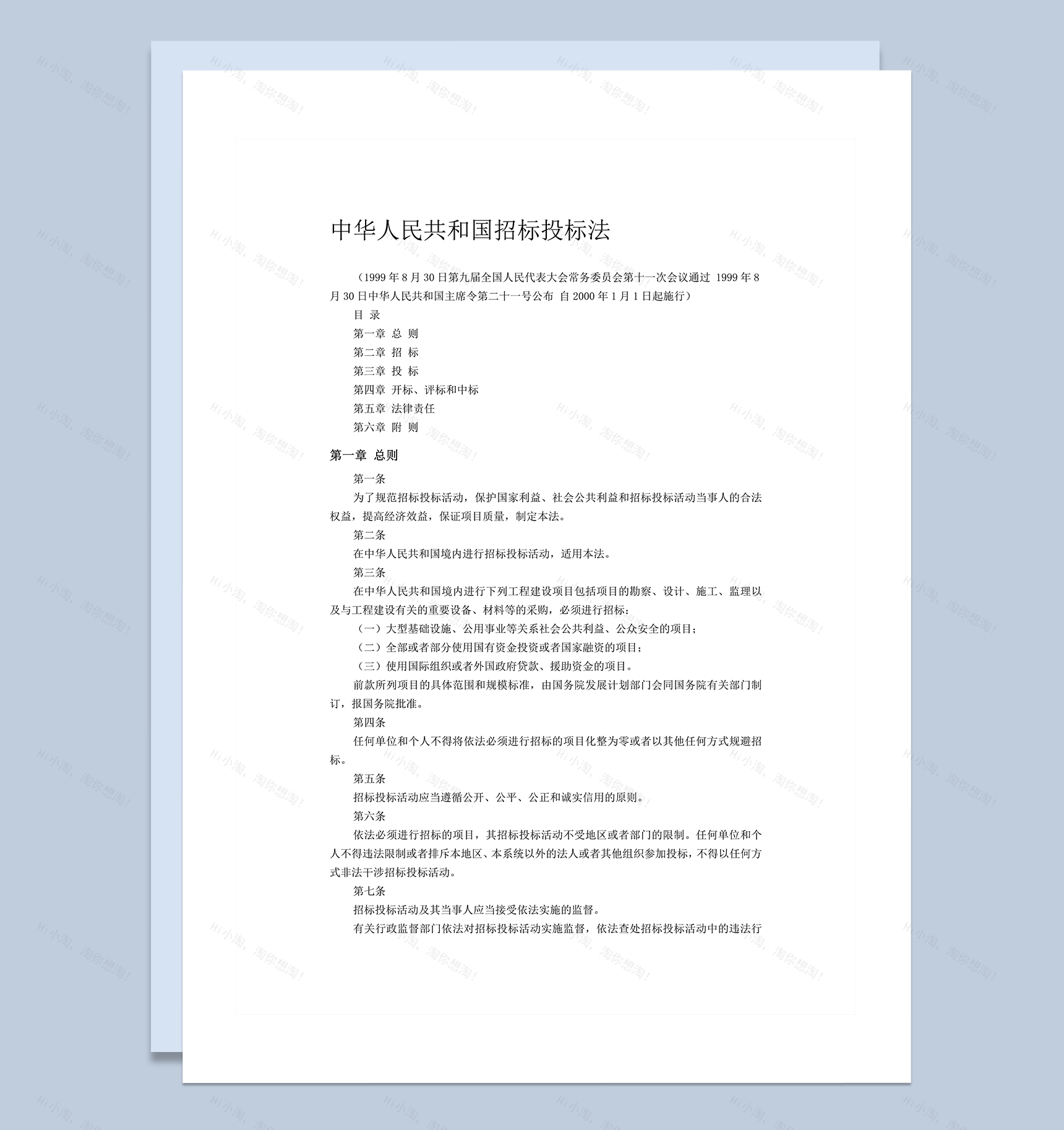 中华人民共和国招标投标法word模板-1