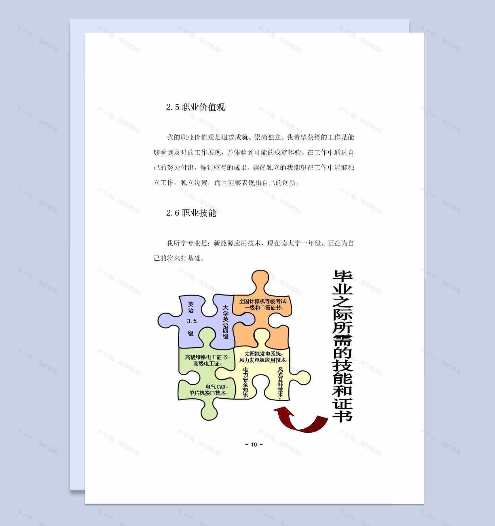 新能源应用技术专业通用职业生涯规划书Word模板-1