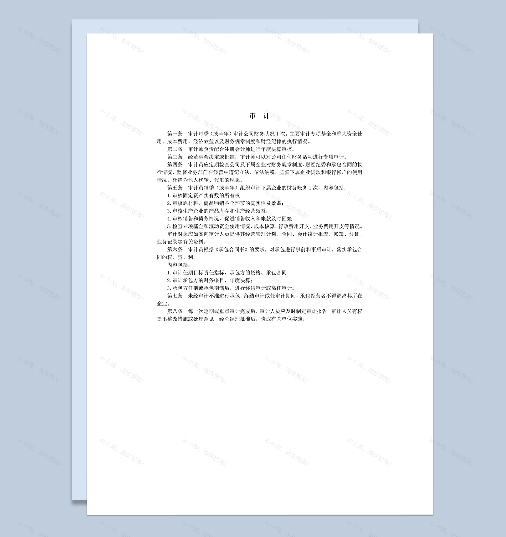 公司审计工作要求word模板-1