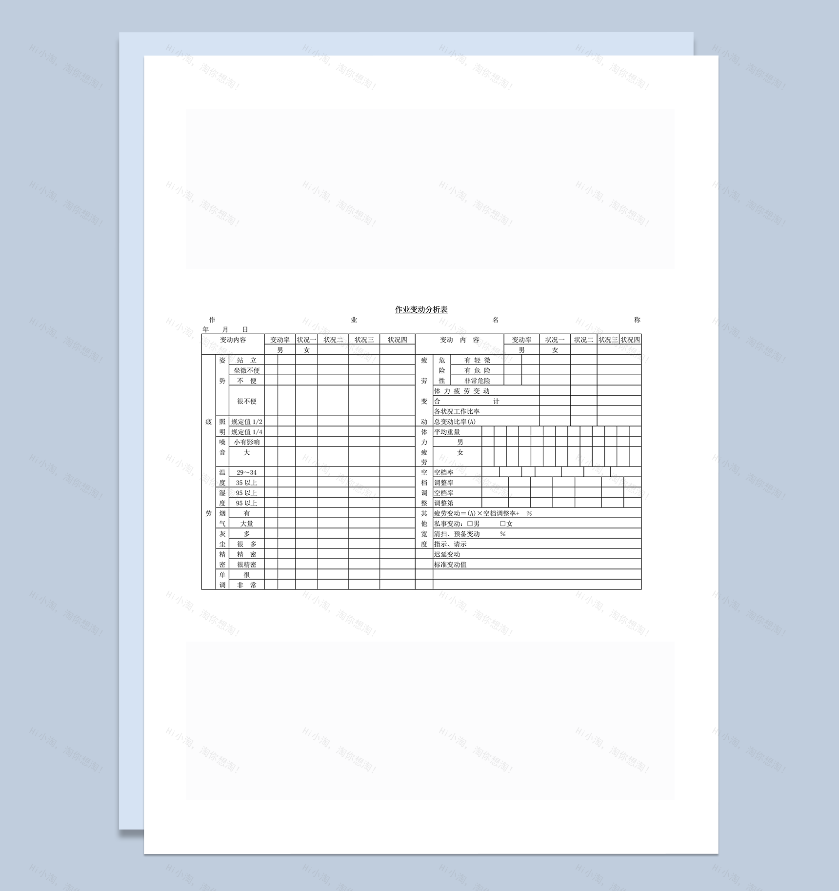 公司岗位员工作业变动状况分析表word模板-1