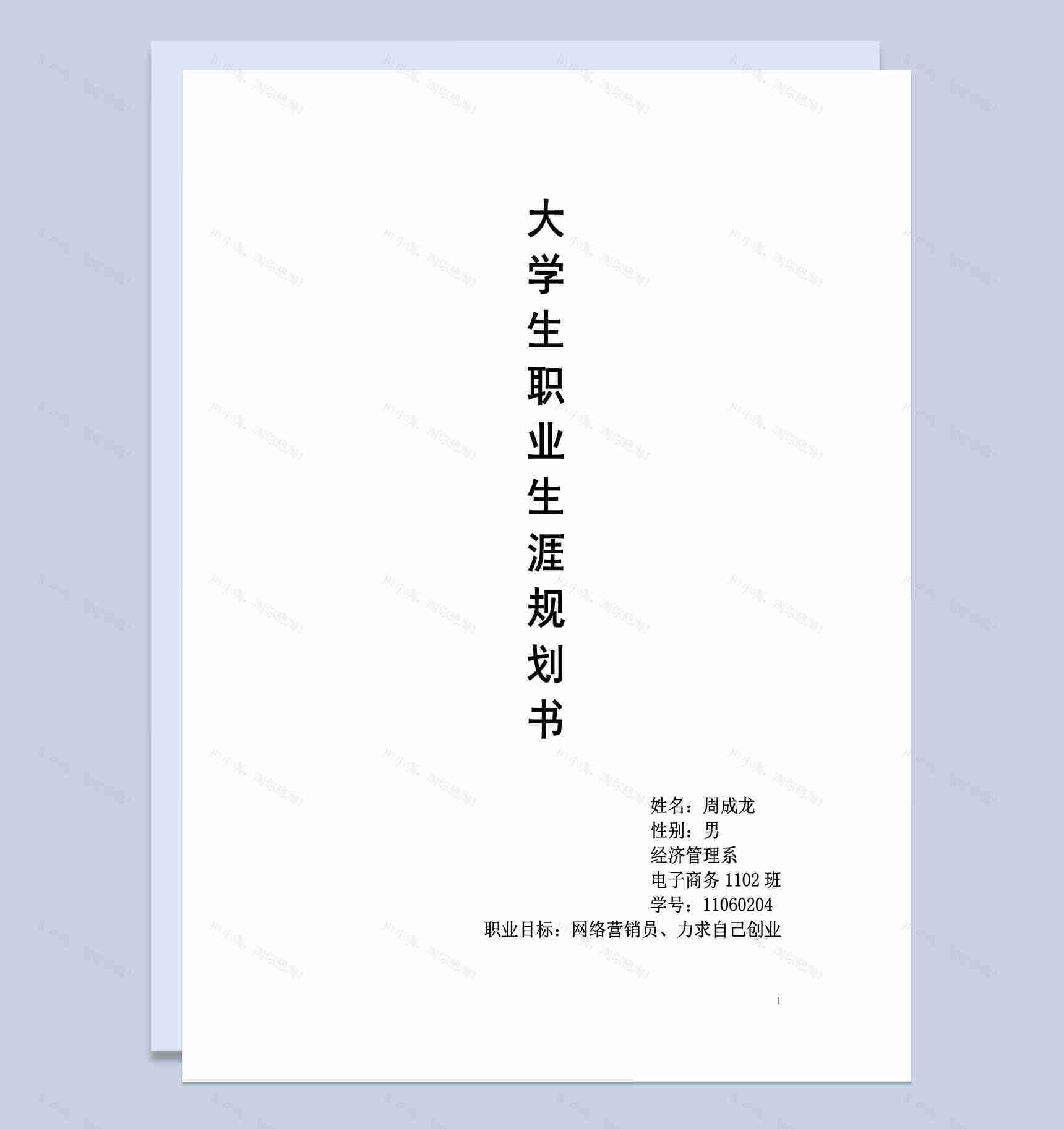 经济管理系学生职业生涯规划书Word模板-1