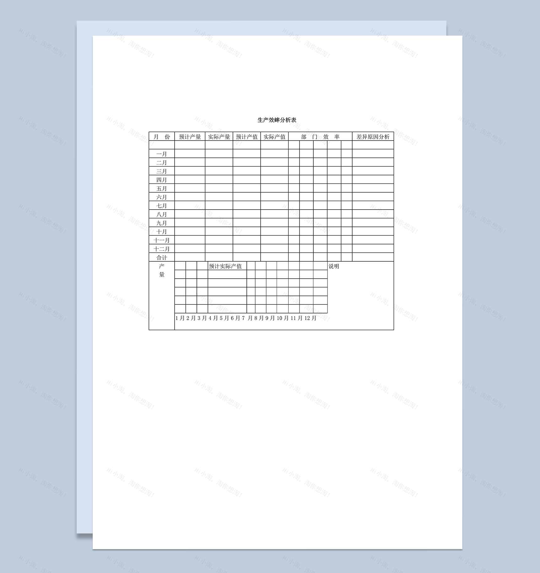 公司车间产线产品生产效率分析表word模板-1
