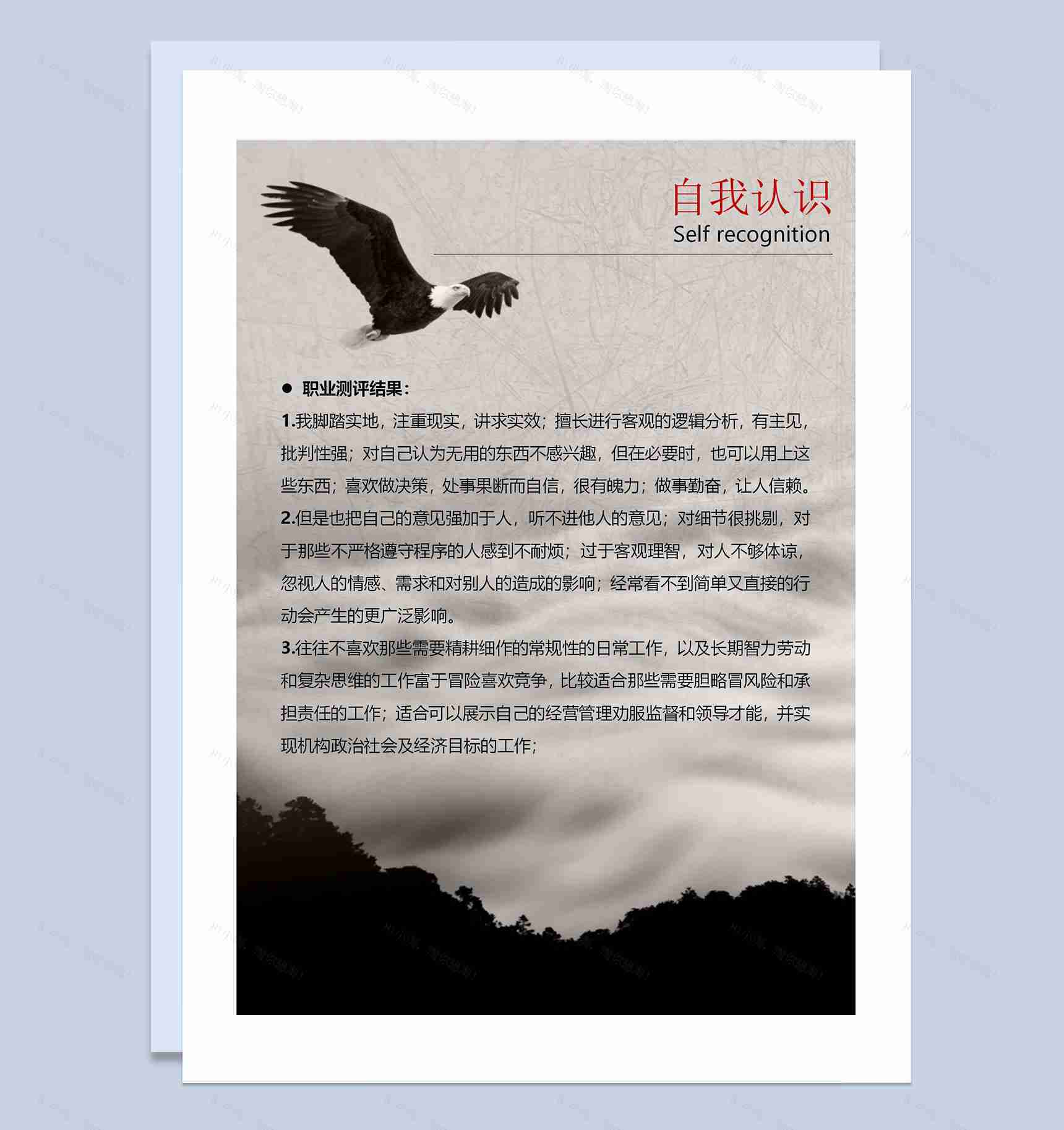 灰色水墨古风大学生通用职业规划计划书Word模板-2