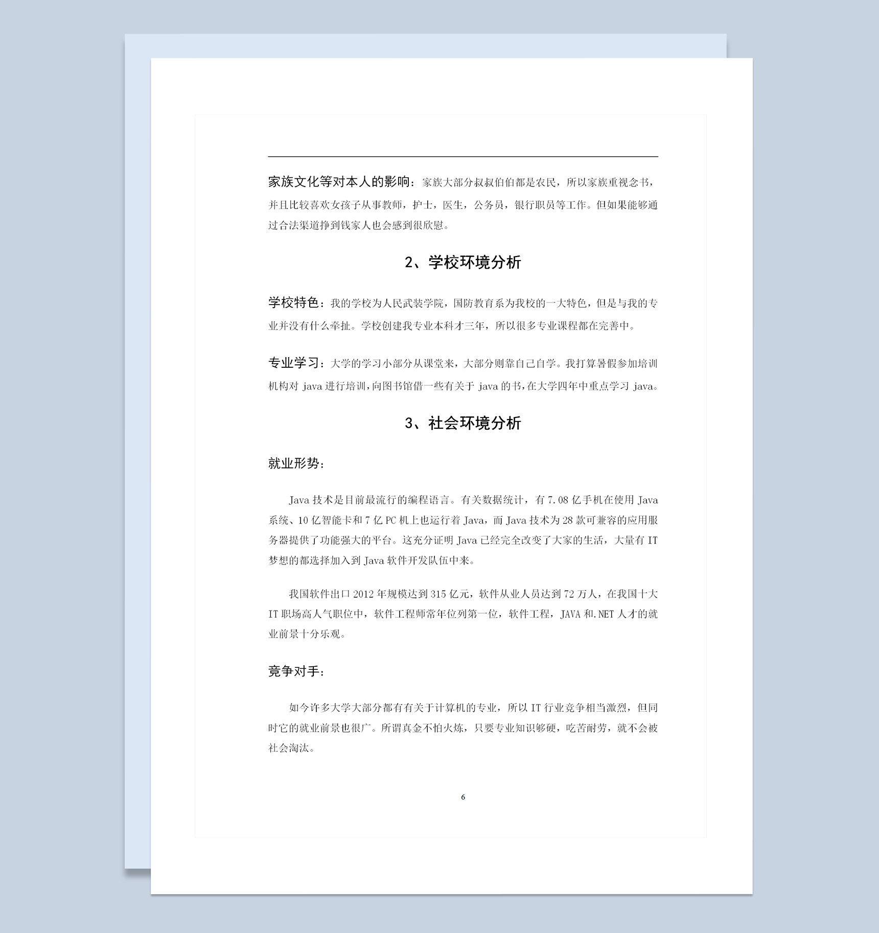 网络工程和程序设计专业通用的大学生职业生涯规划书Word模板