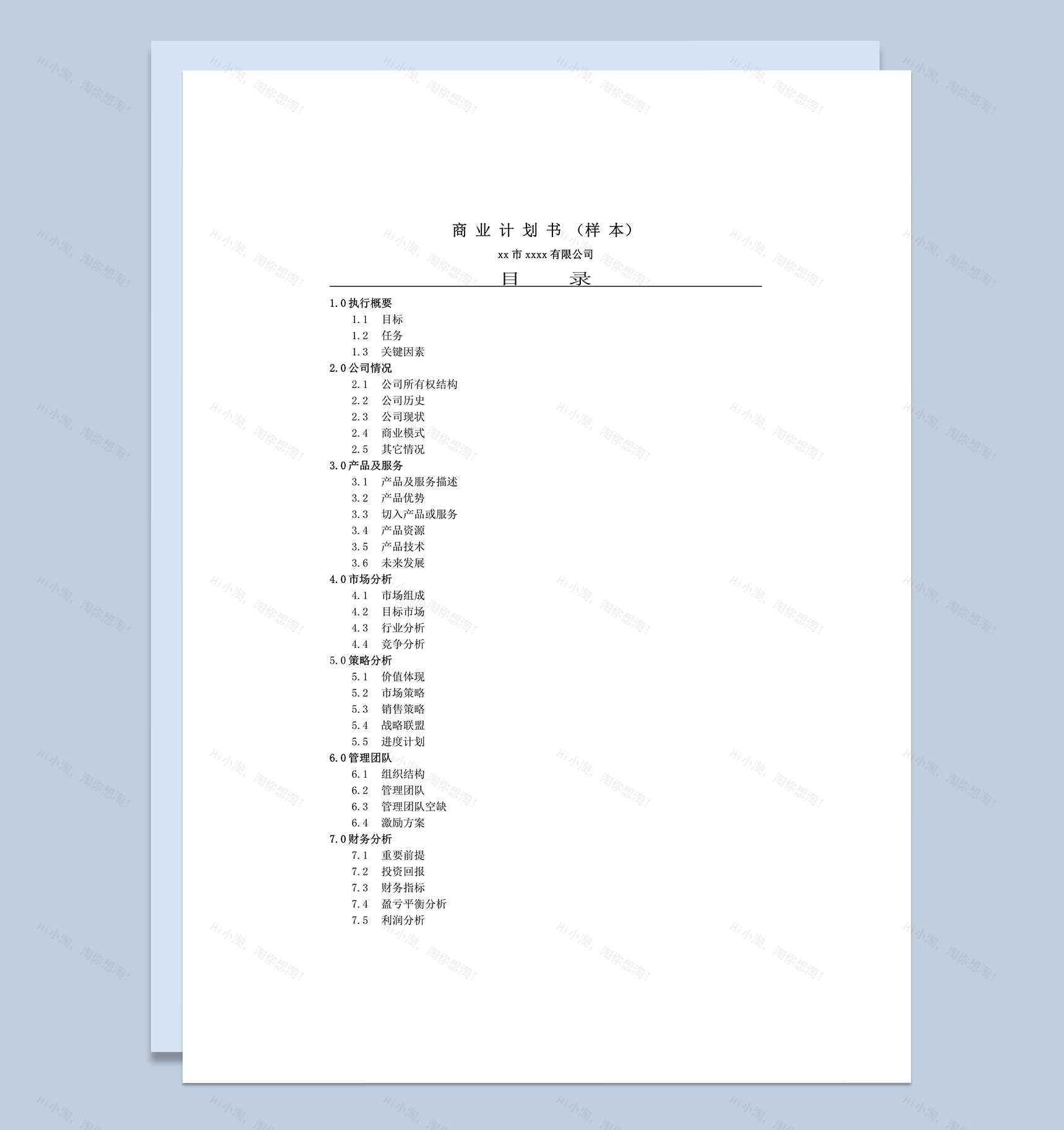 商业计划书市场及策略分析word模板-1
