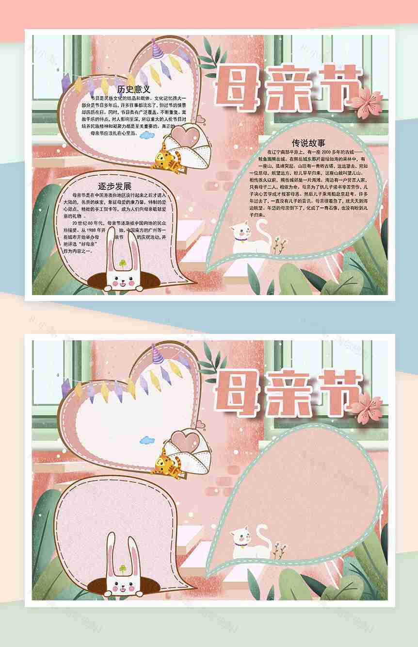 温馨母亲节活动宣传手抄报Word模板-1