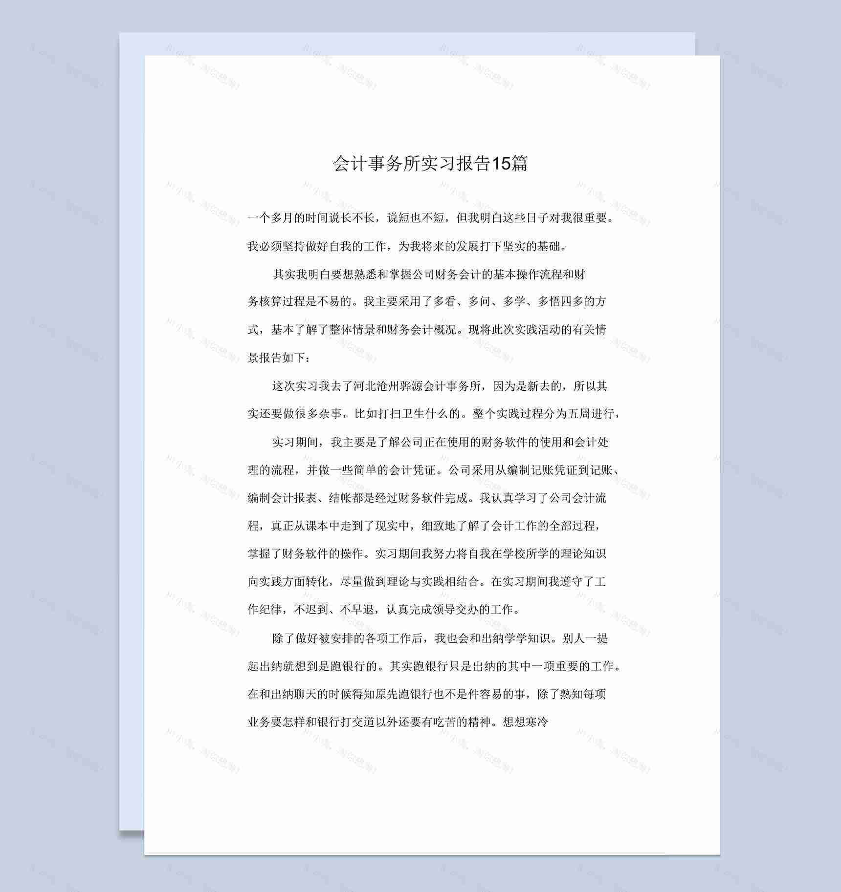 简洁简约风格会计事务所实习汇报范本Word模板-1