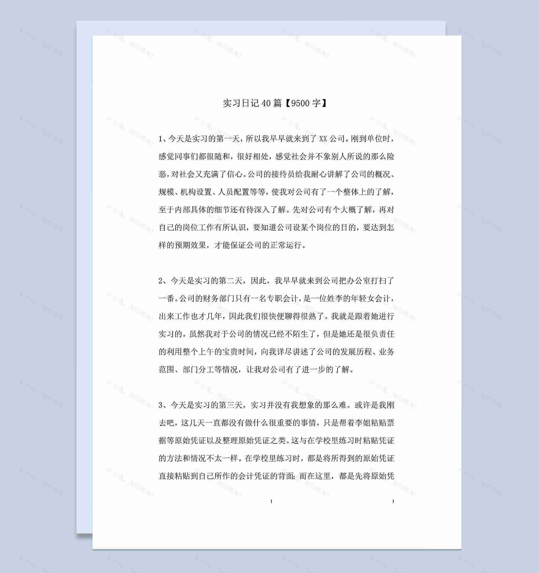 系统实用会计实习日记财务会计专业实习日志范本Word模板-1