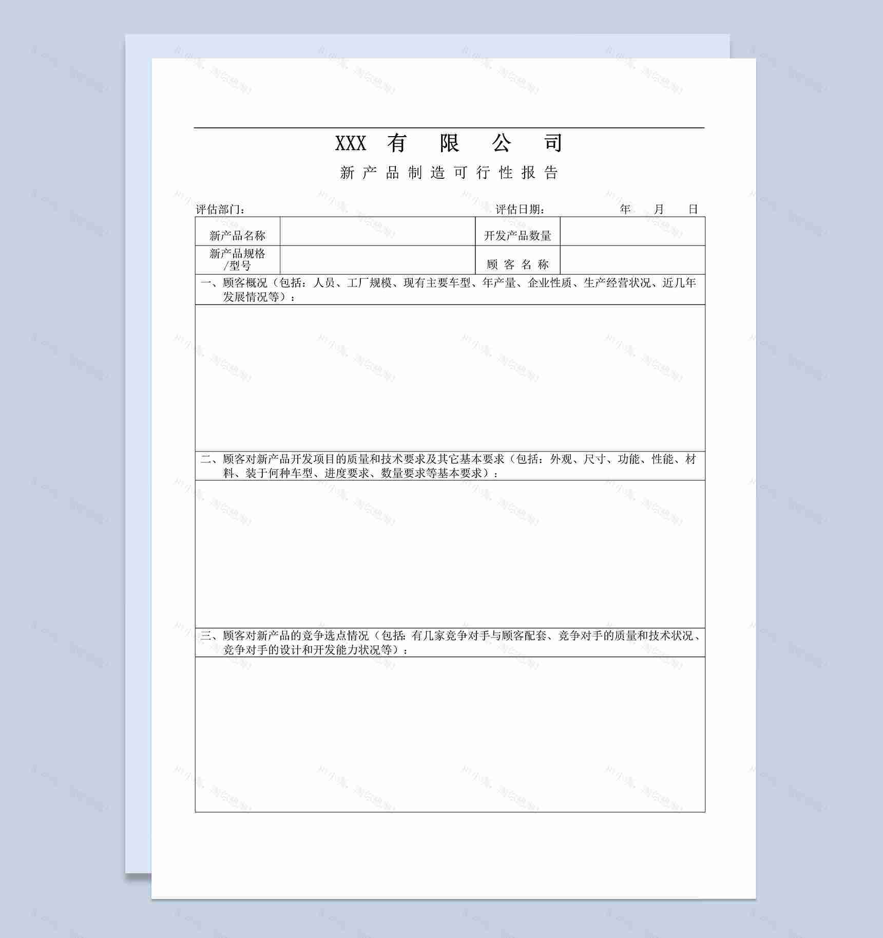 某有限公司新产品制造可行性报告Word模板-1