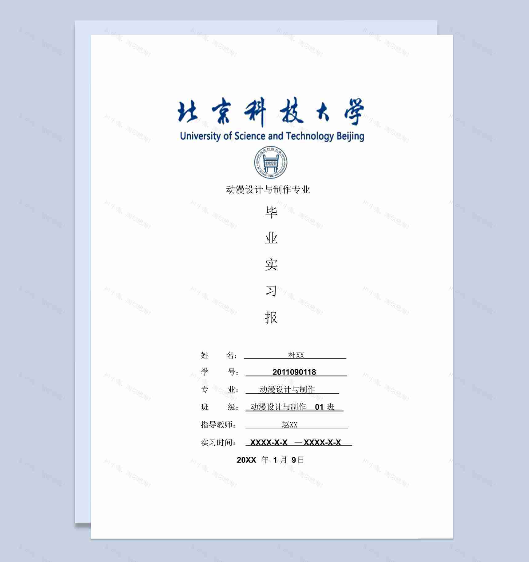 动漫设计与制作专业毕业实习报告范本Word模板-1