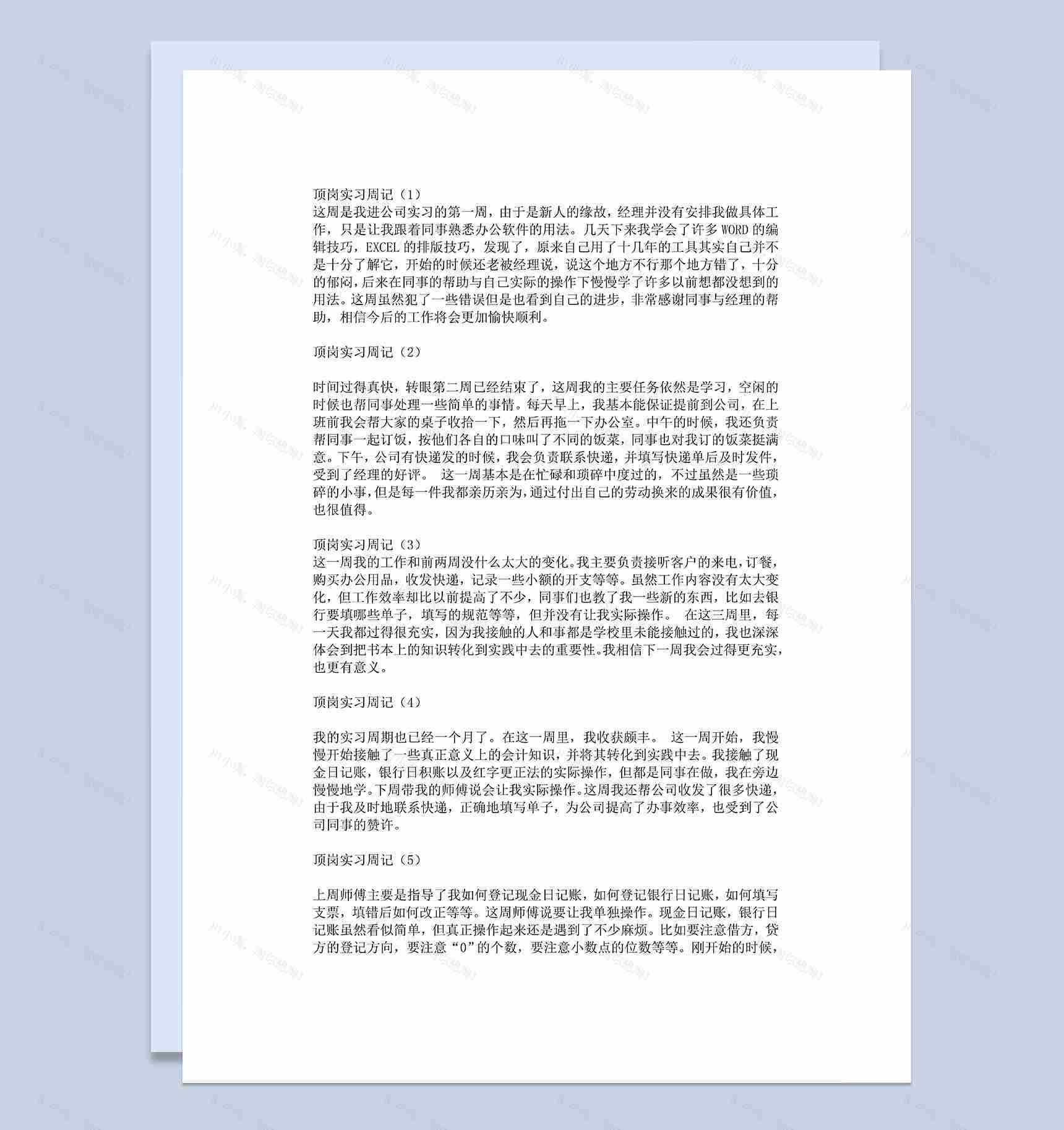 会计实习日记会计实习周记会计专业实习日记范本Word模板-1