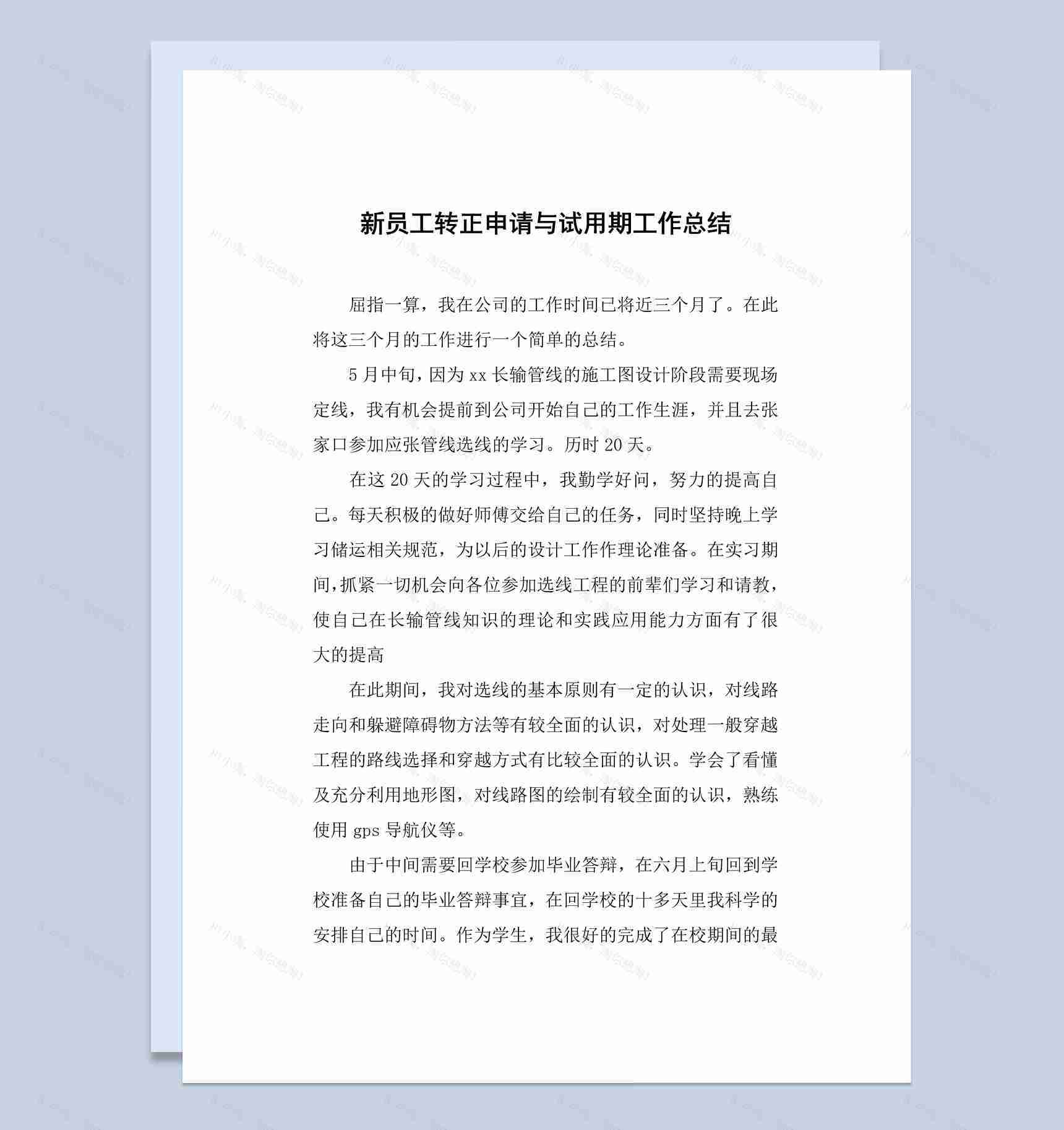 新员工转正申请与试用期工作总结报告Word模板-1