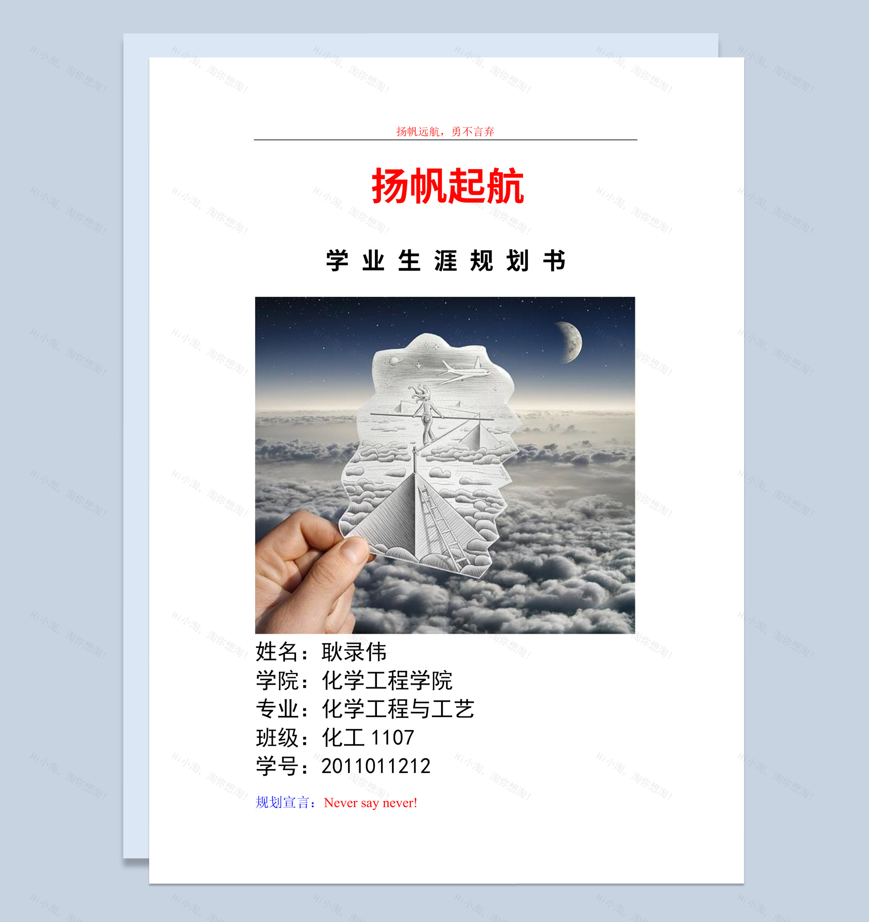 白色简约风格化工学院学生学业生涯规划书范本Word模板-1