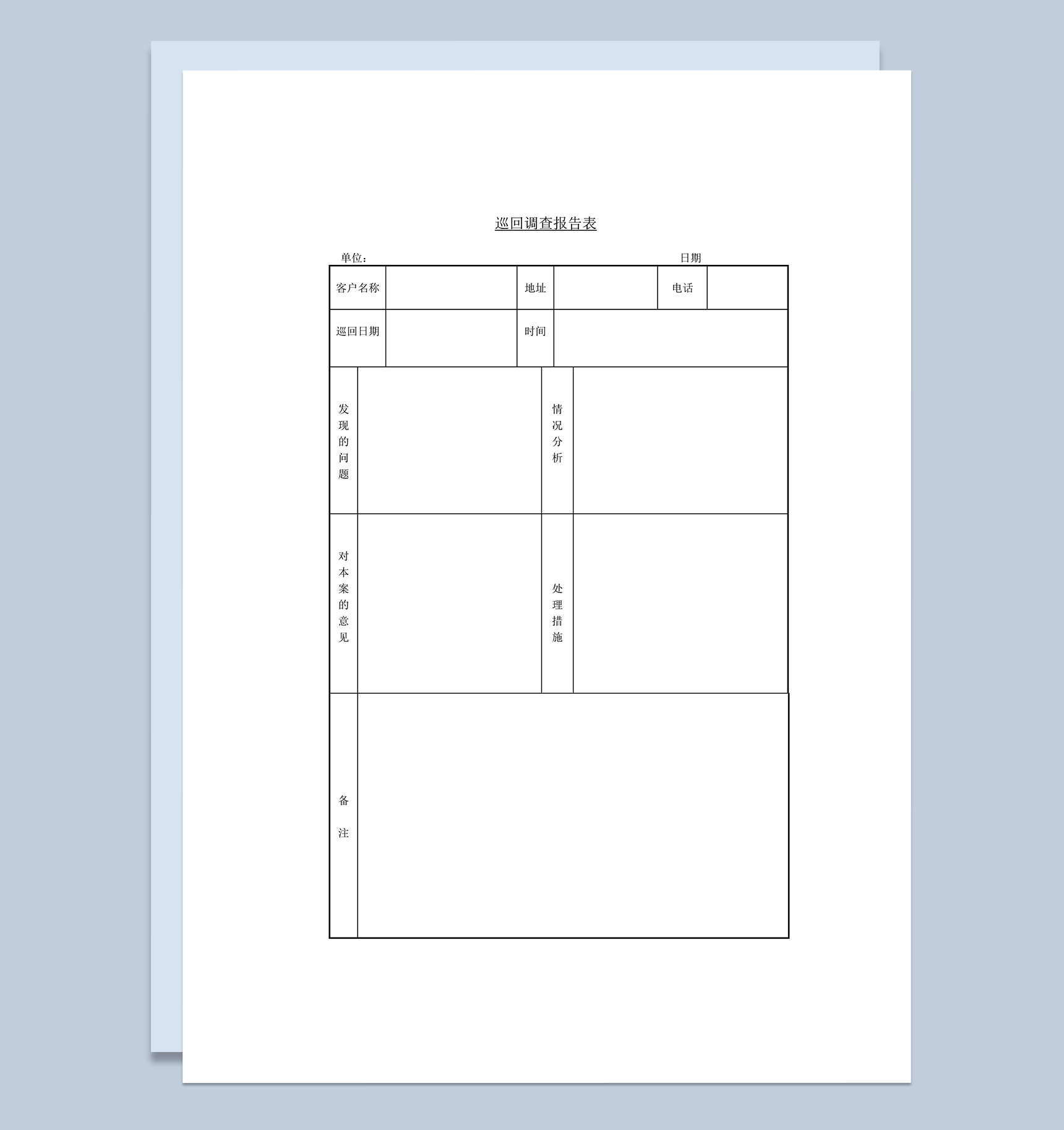 巡回调查报告表word模板