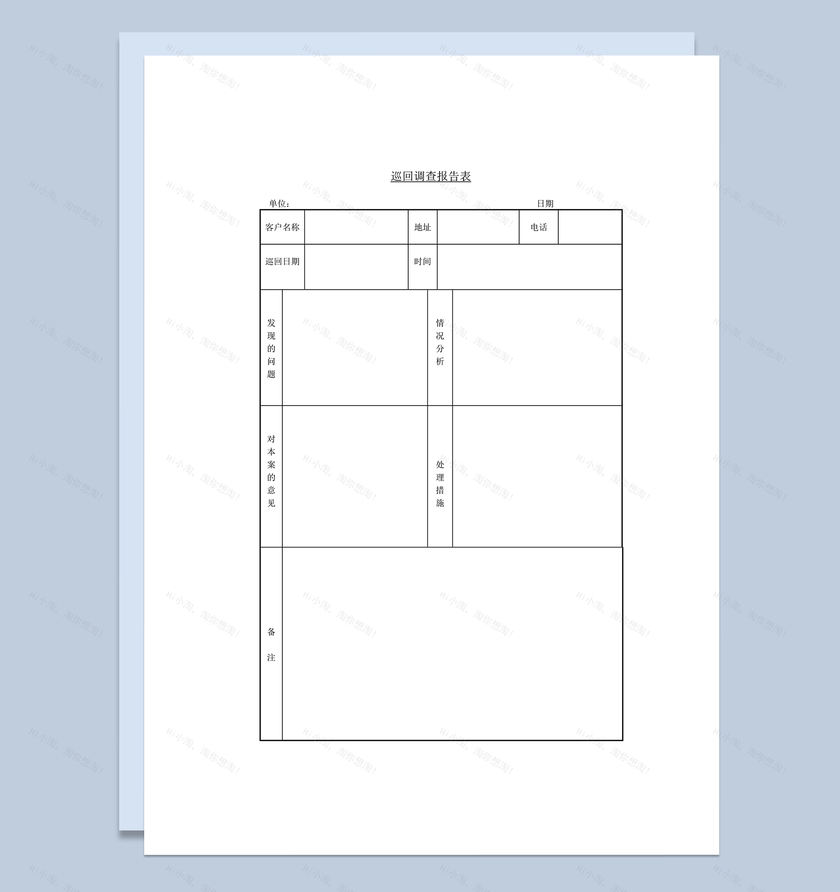 巡回调查报告表word模板-1