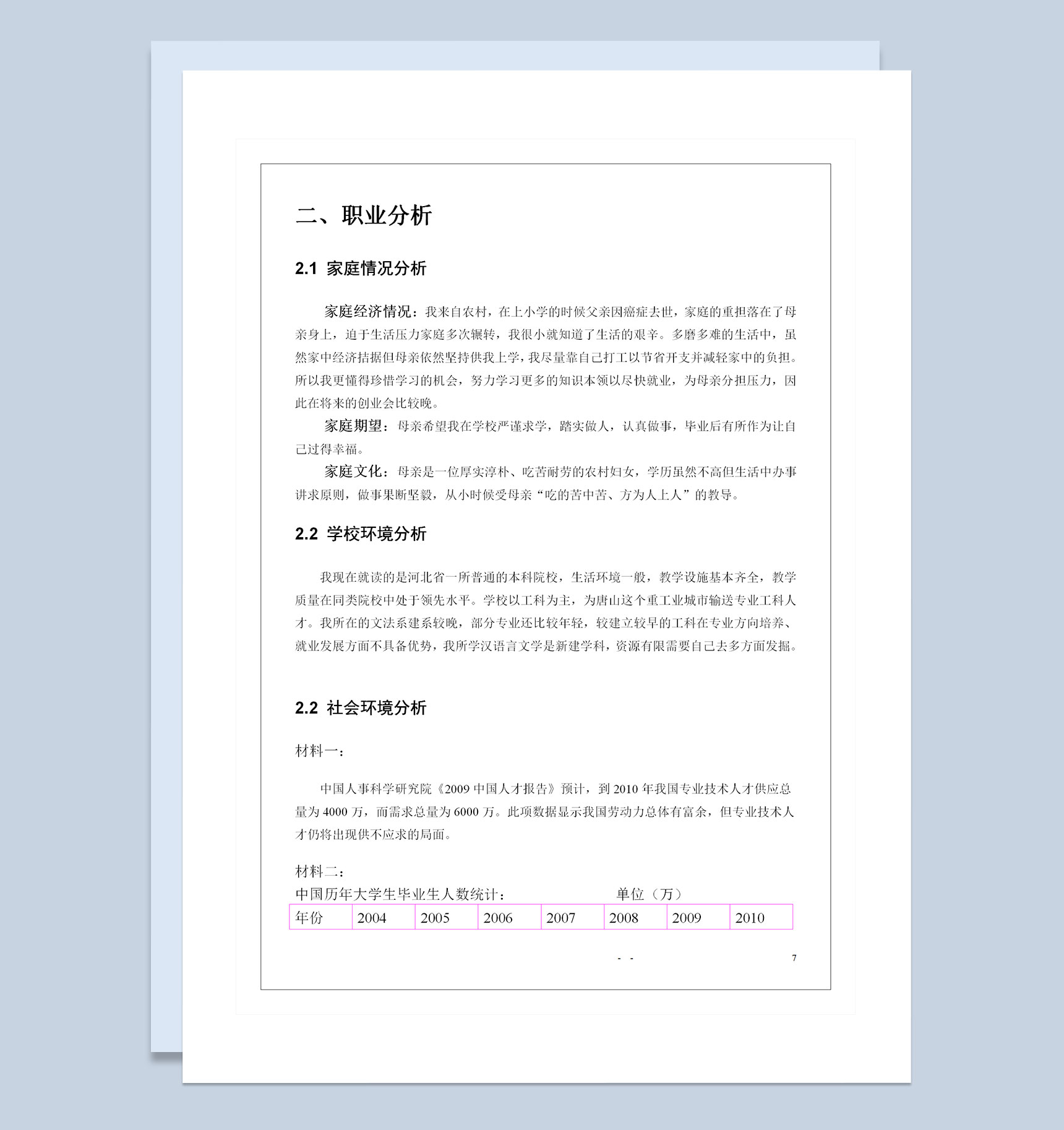 文秘专业通用的大学生个人职业生涯规划书Word模板