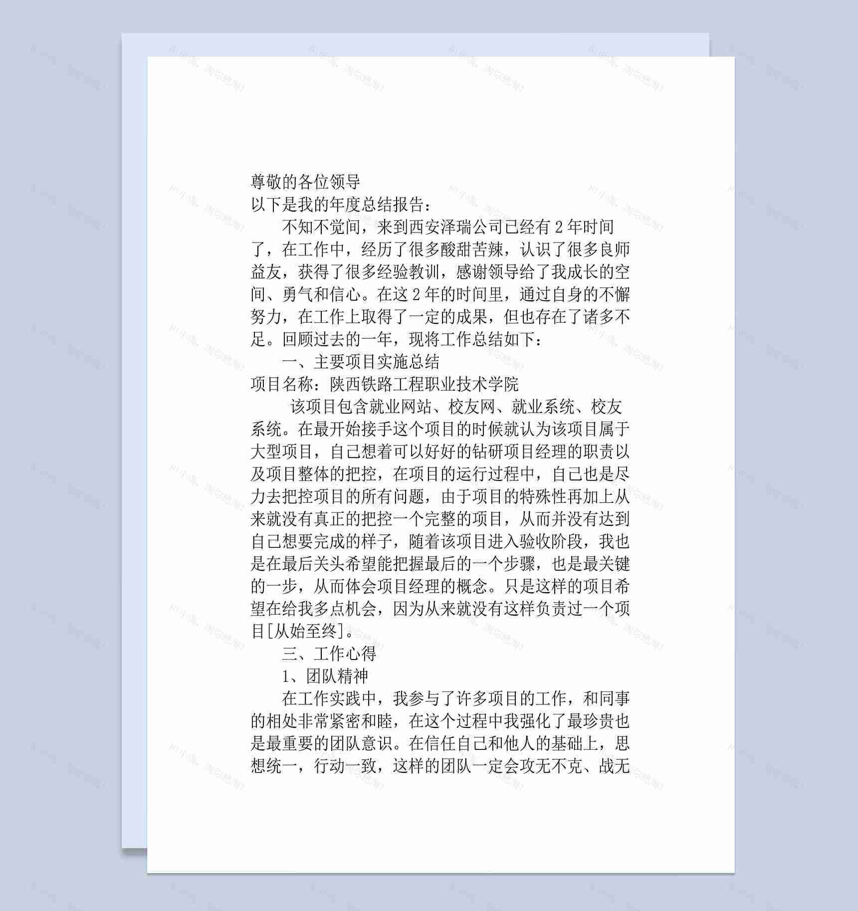 软件实施年终工作总结报告Word模板-1