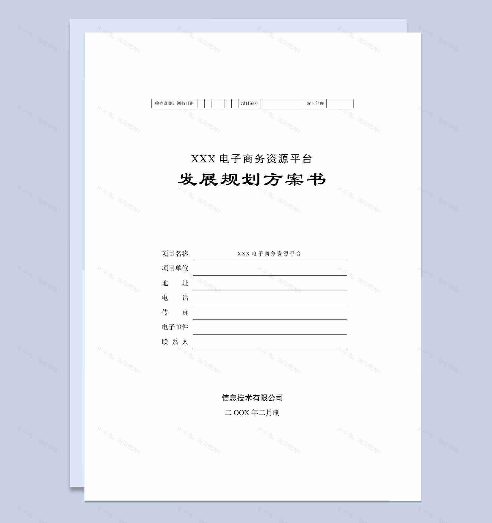 电子商务资源平台发展规划方案书Word模板-1