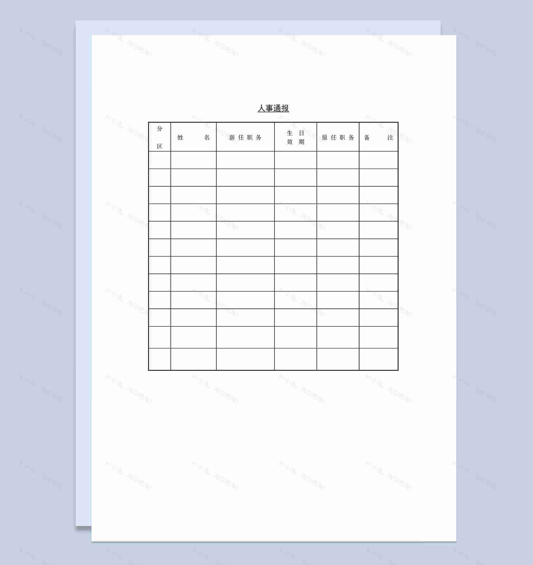 人事重要事项通报通知单Word模板-1