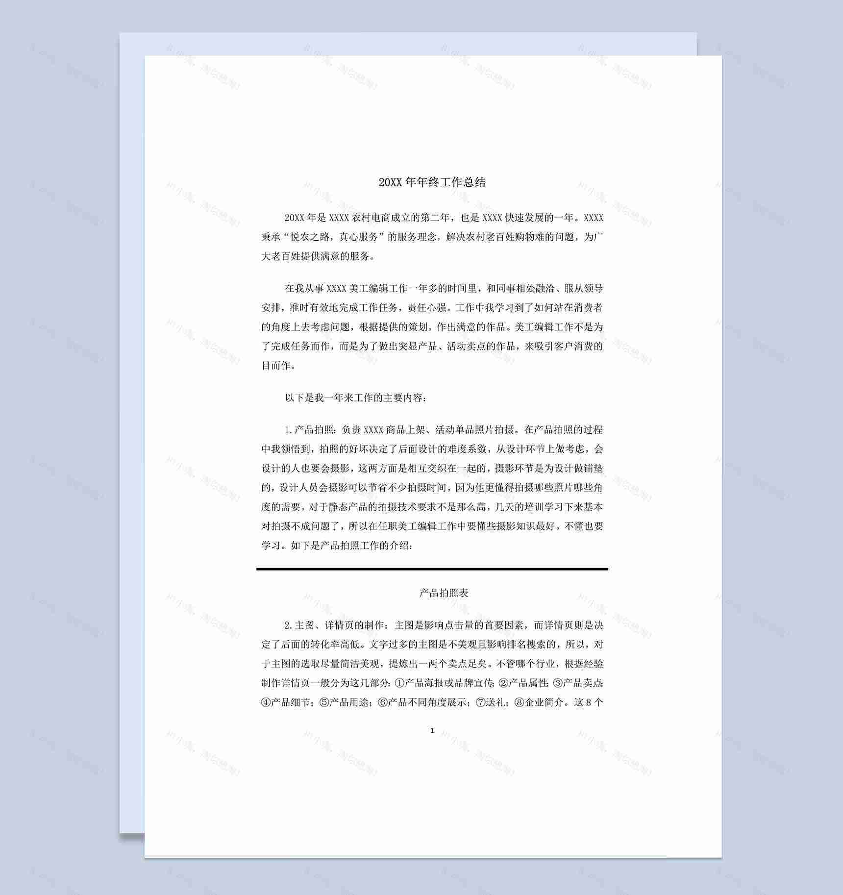 电商运营通用20XX年终工作总结Word模板-1