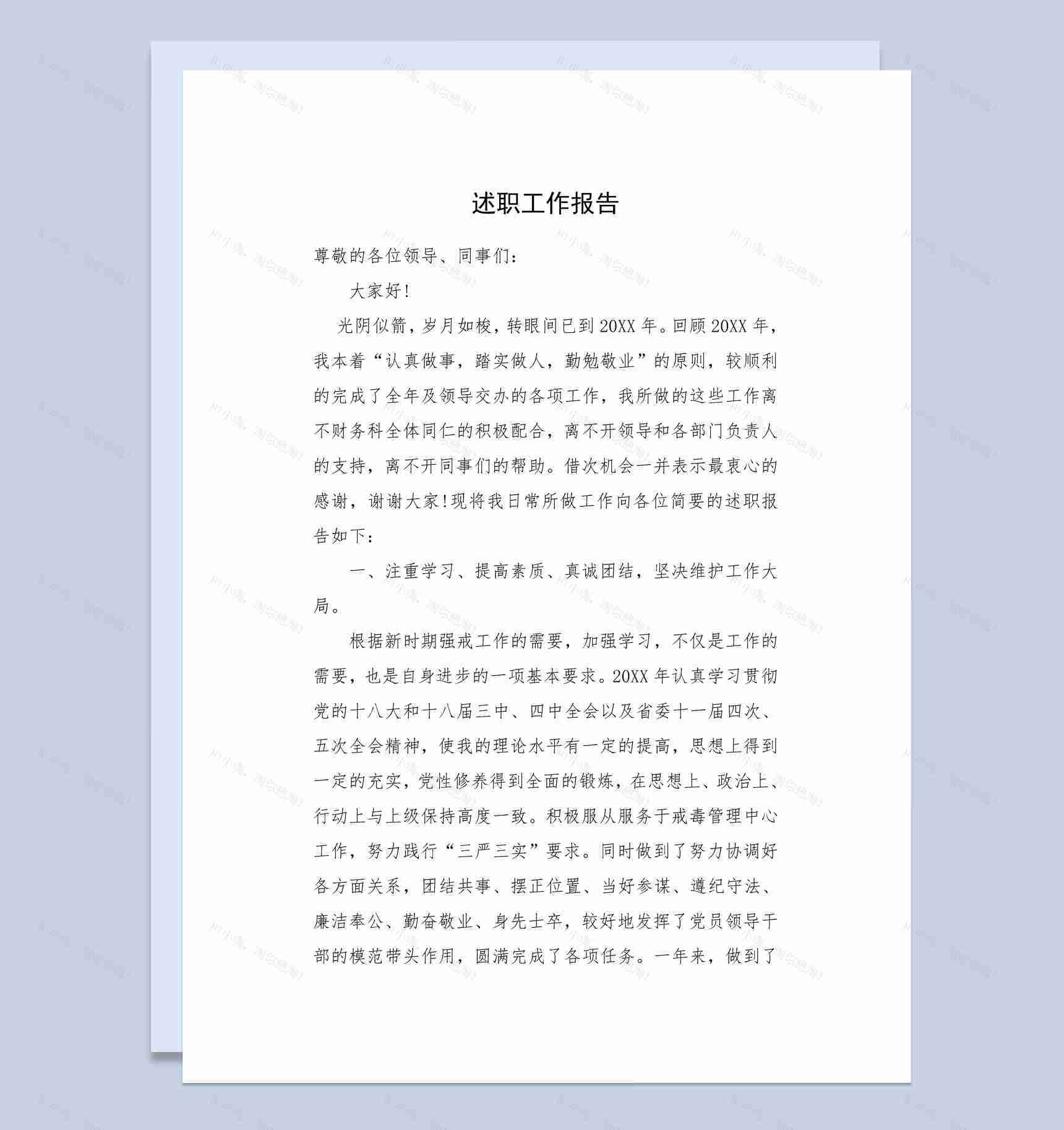 财务科副科长个人年终总结述职报告Word模板-1