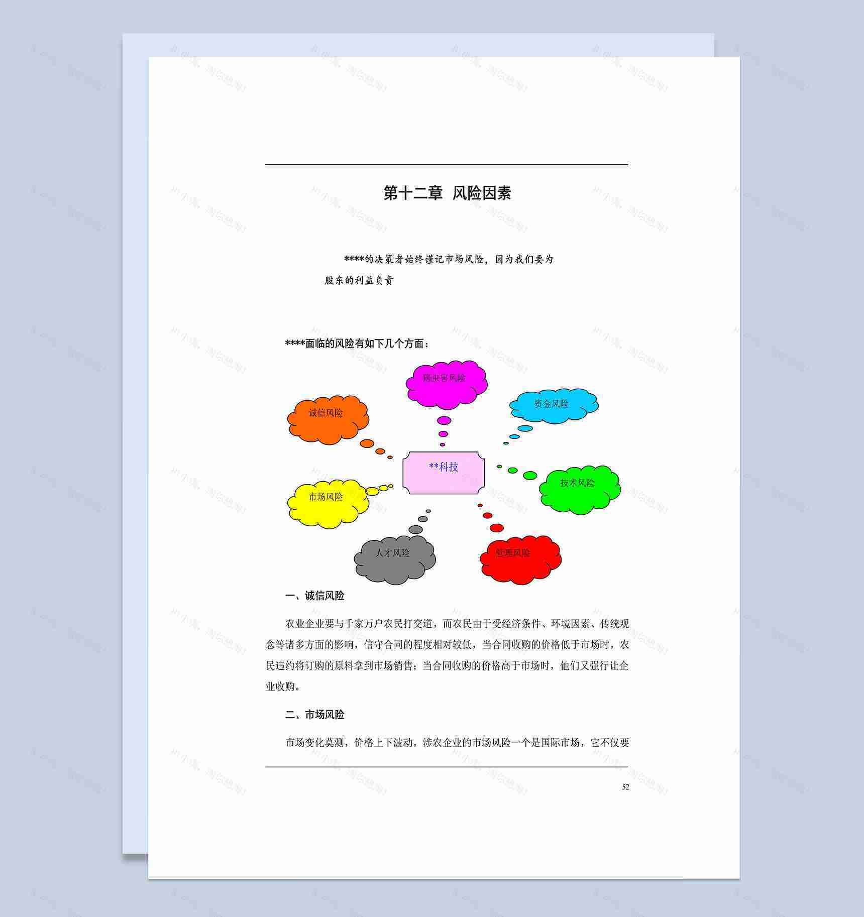 XX高科技化农林项目商业计划书Word模板-1