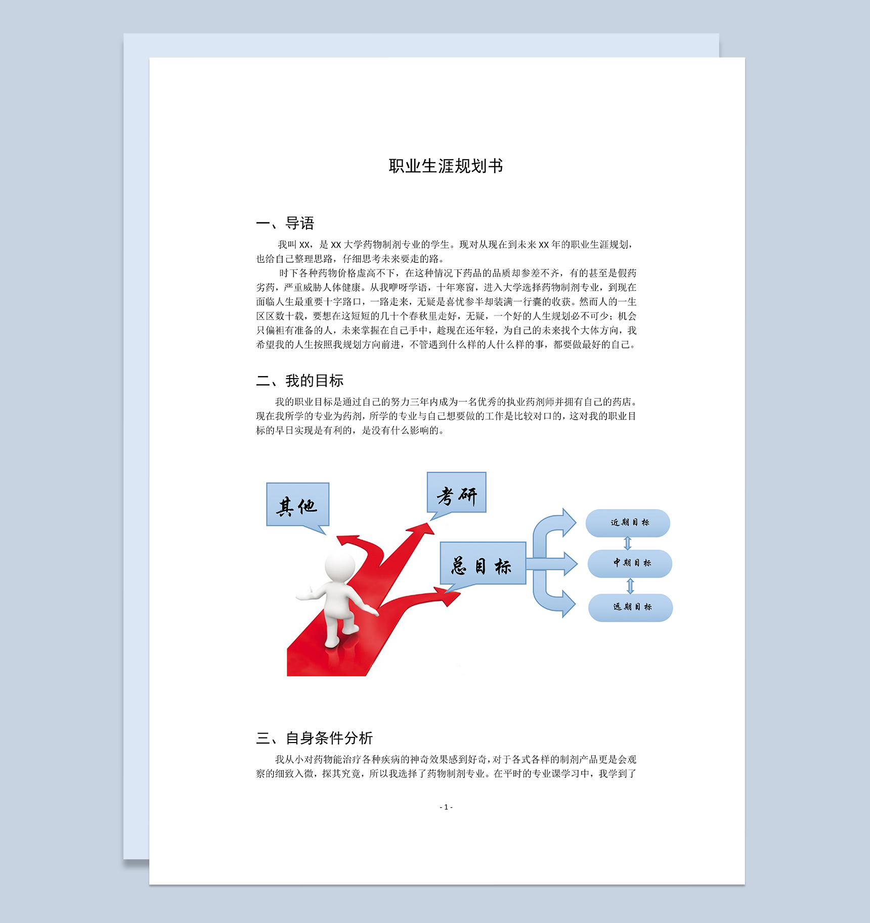 制药与药物制剂专业大学生职业规划书Word模板