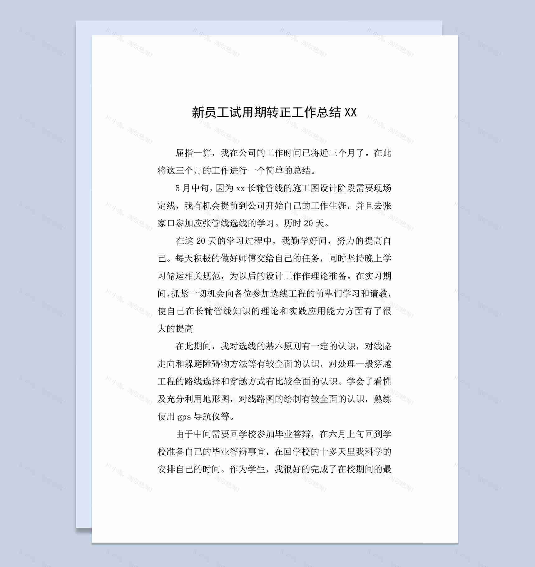 公司新员工试用期个人工作转正年终总结Word模板-1