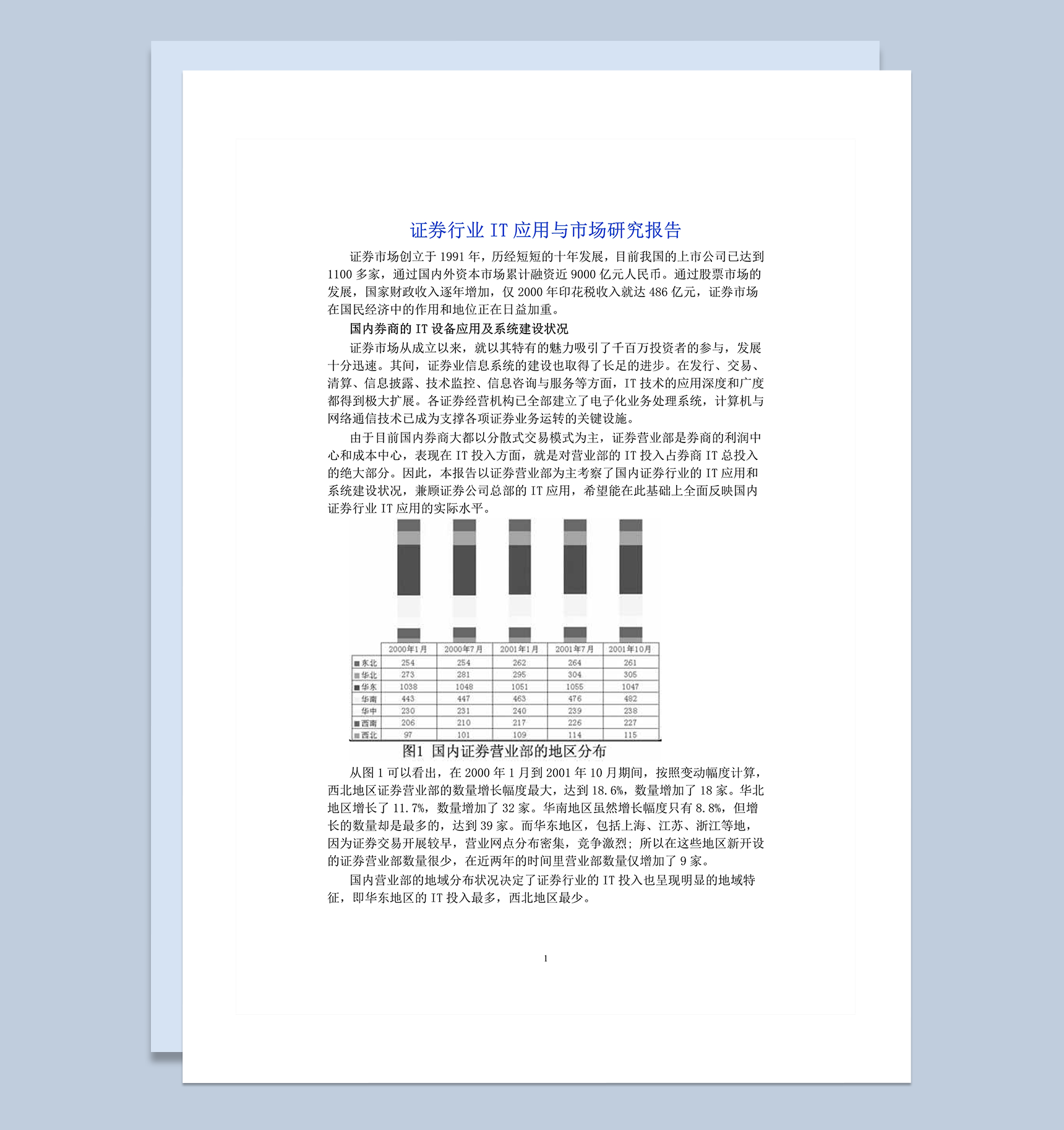 证券行业IT应用与市场研究报告word模板